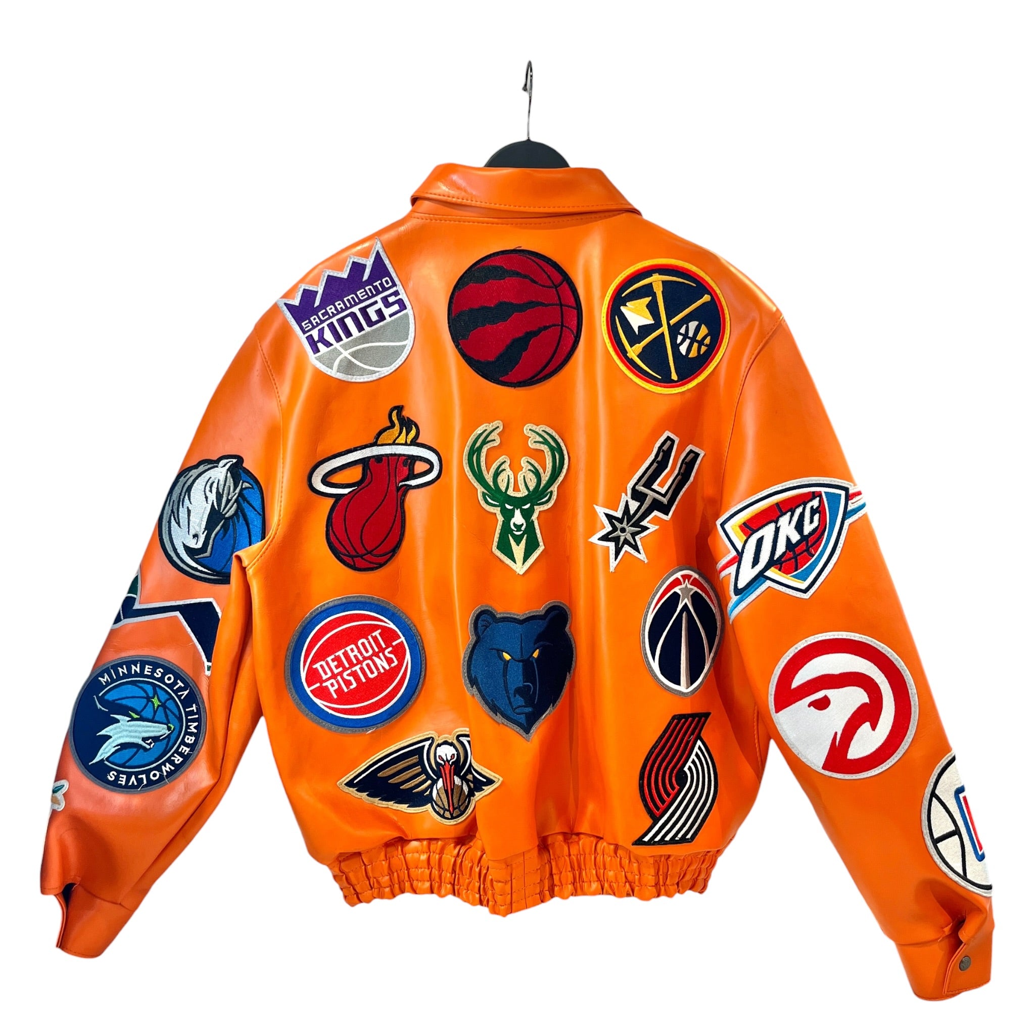 JEFF HAMILTON/Leather Jkt/M/Leather/ORN/Single Breasted/All Over Print/COLLAGE X NBA view 2