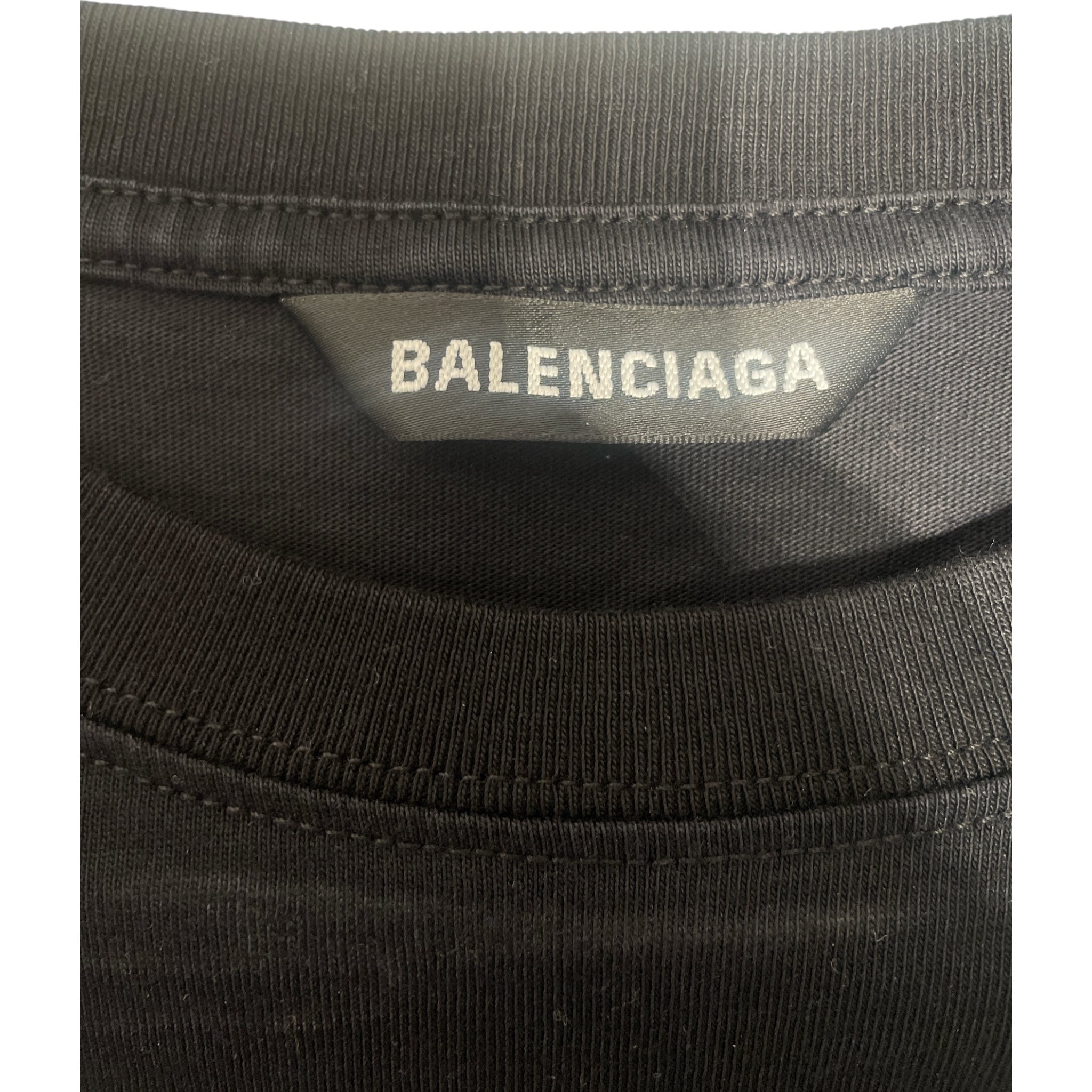 BALENCIAGA/T-Shirt/M/Cotton/BLK/SMALL CHEST LOGO view 3