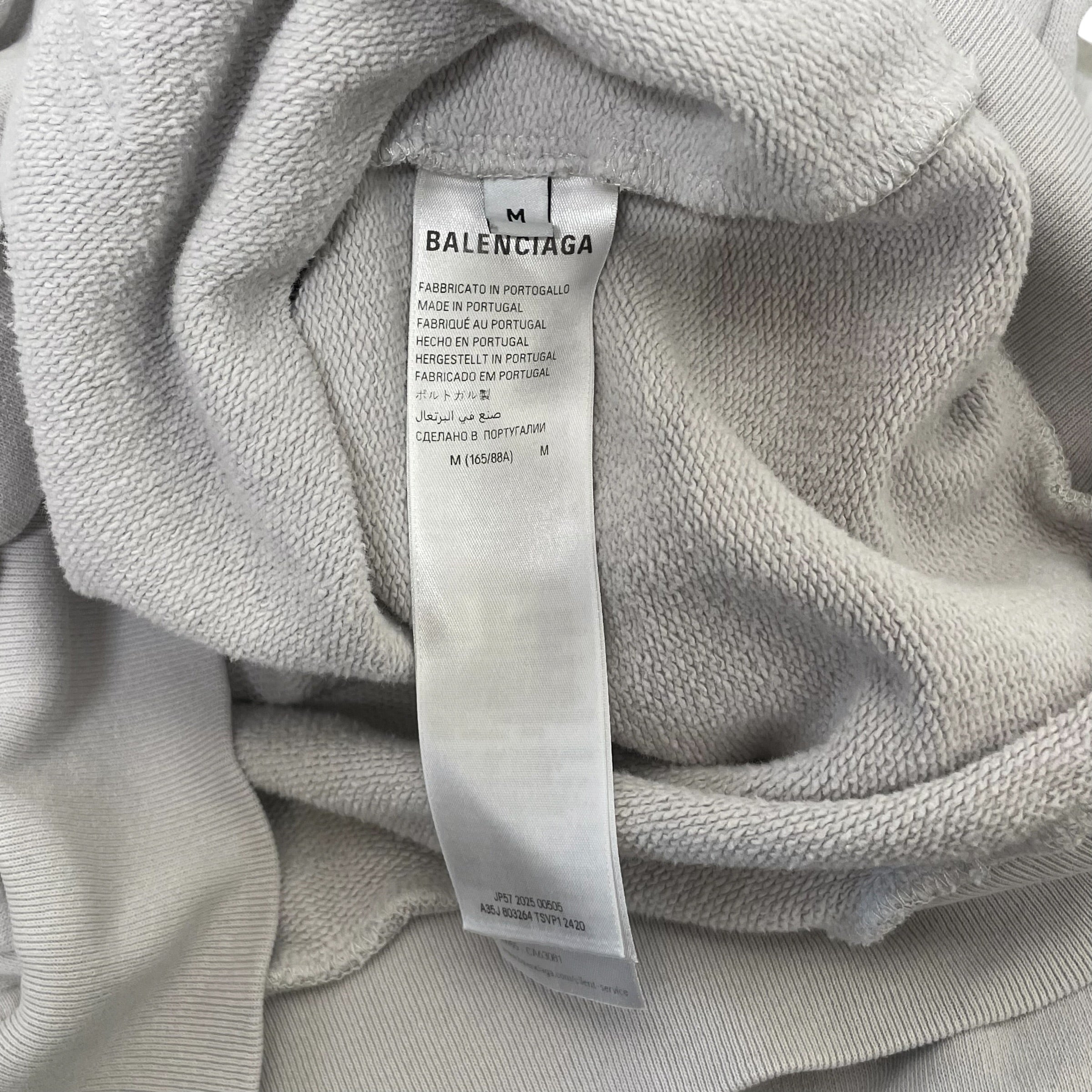 BALENCIAGA/Zip Up Hoodie/M/Cotton/WHT/EMBROIDERED PINK LOGO view 5