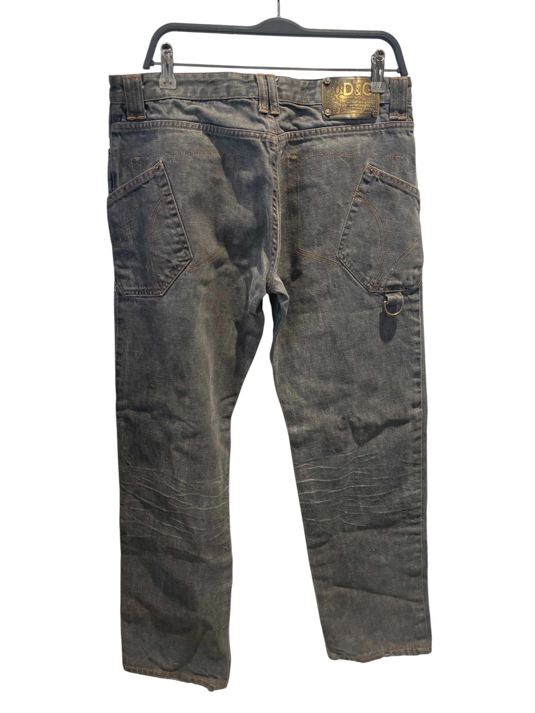 DOLCE&GABBANA/Bottoms/36/Cotton/GRY/gold metal emblem view 2