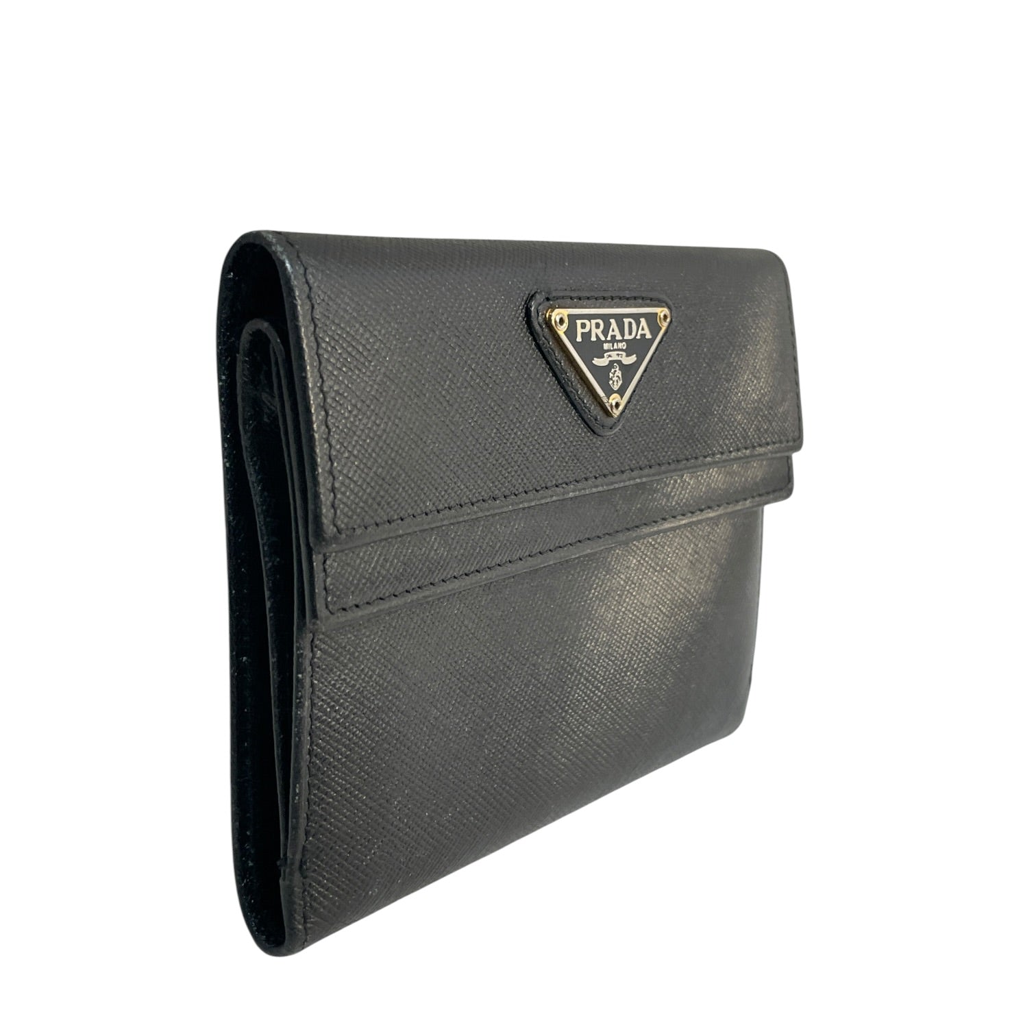 PRADA/Wallet/Leather/BLK/L's/Saffiano Crosshatch view 3