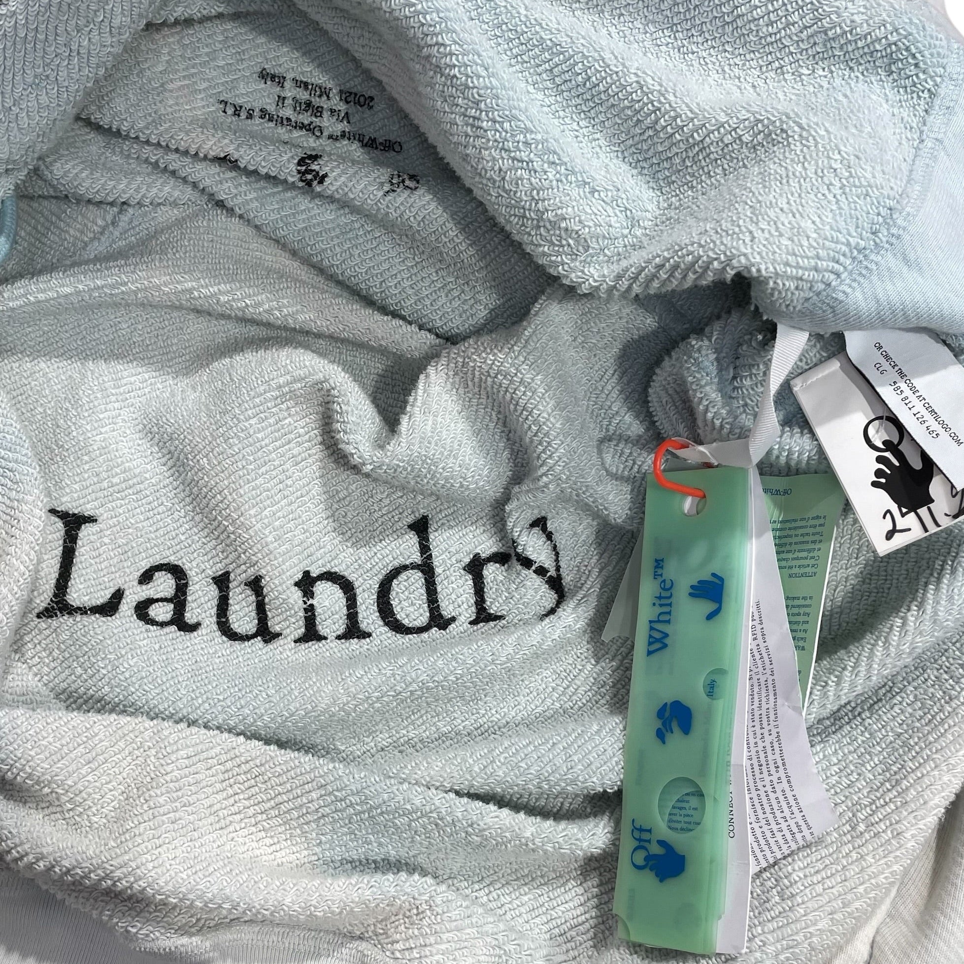 OFF-WHITE/Hoodie/XS/Cotton/BLU/sky blue laundry crop split view 4