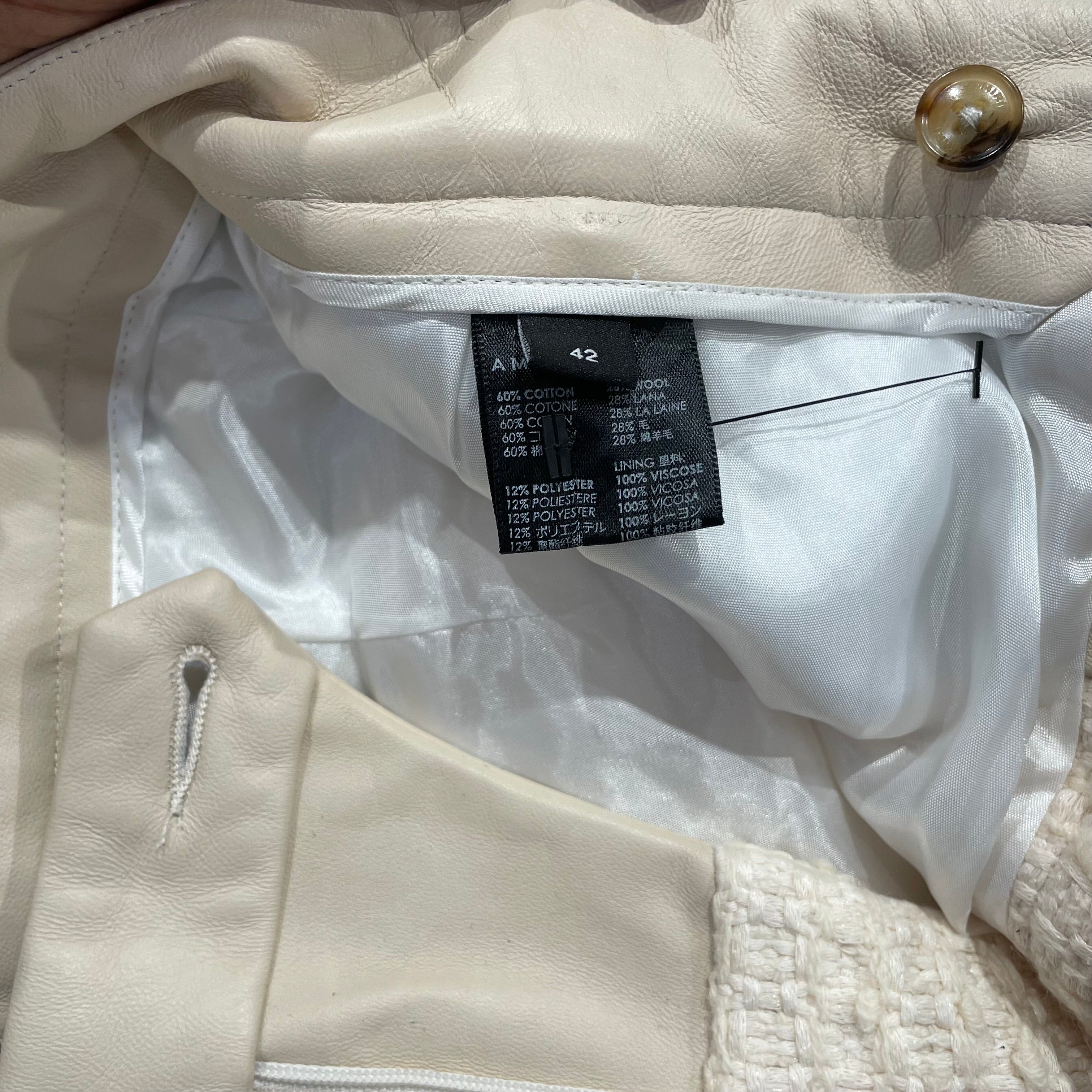 AMIRI/Bootcut Pants/42/Cotton/CRM/COTTON BLEND\LEATHER TRIM view 10