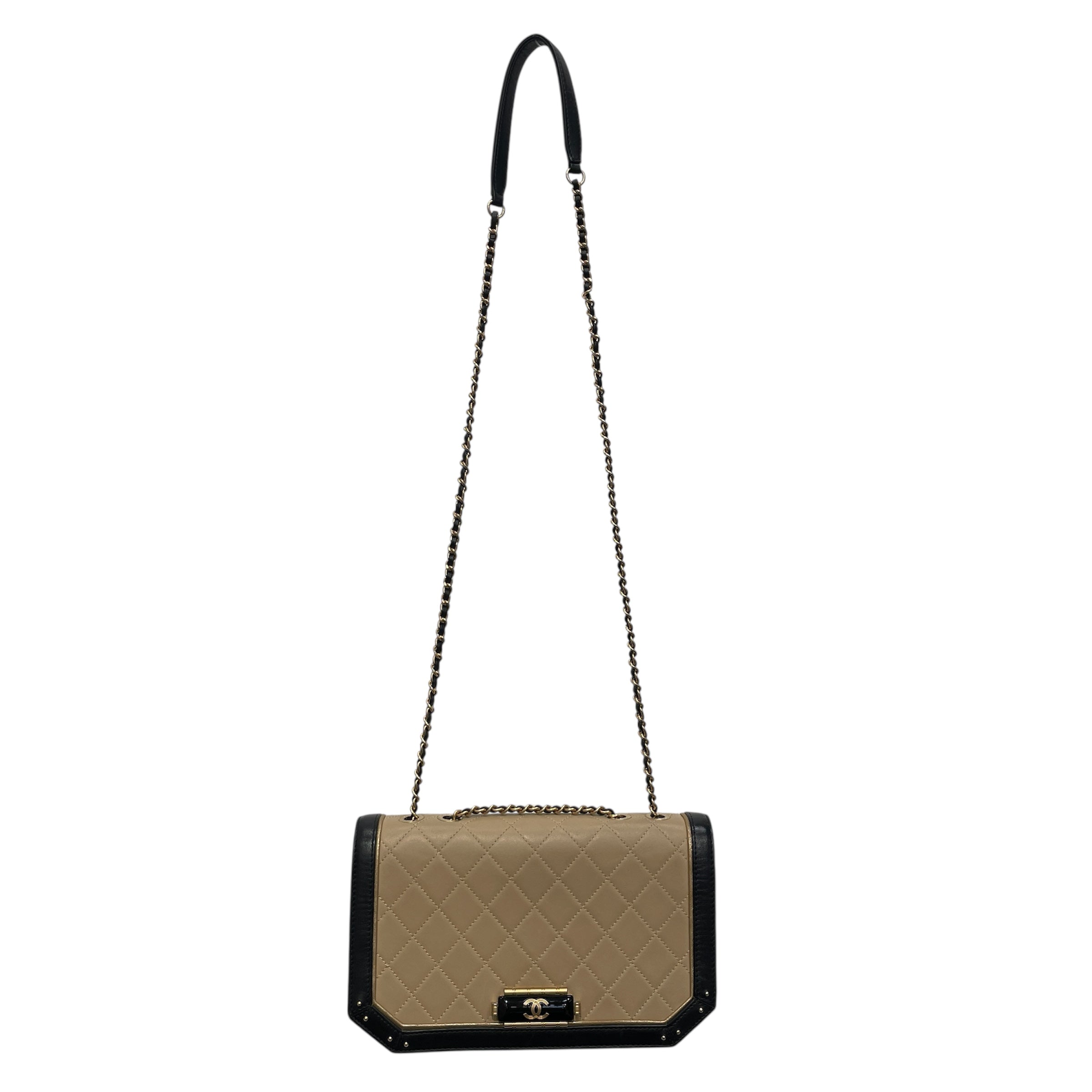 CHANEL/Cross Body Bag/Leather/BEG/23725437 PALACE FLAP BLK TRIM view 1