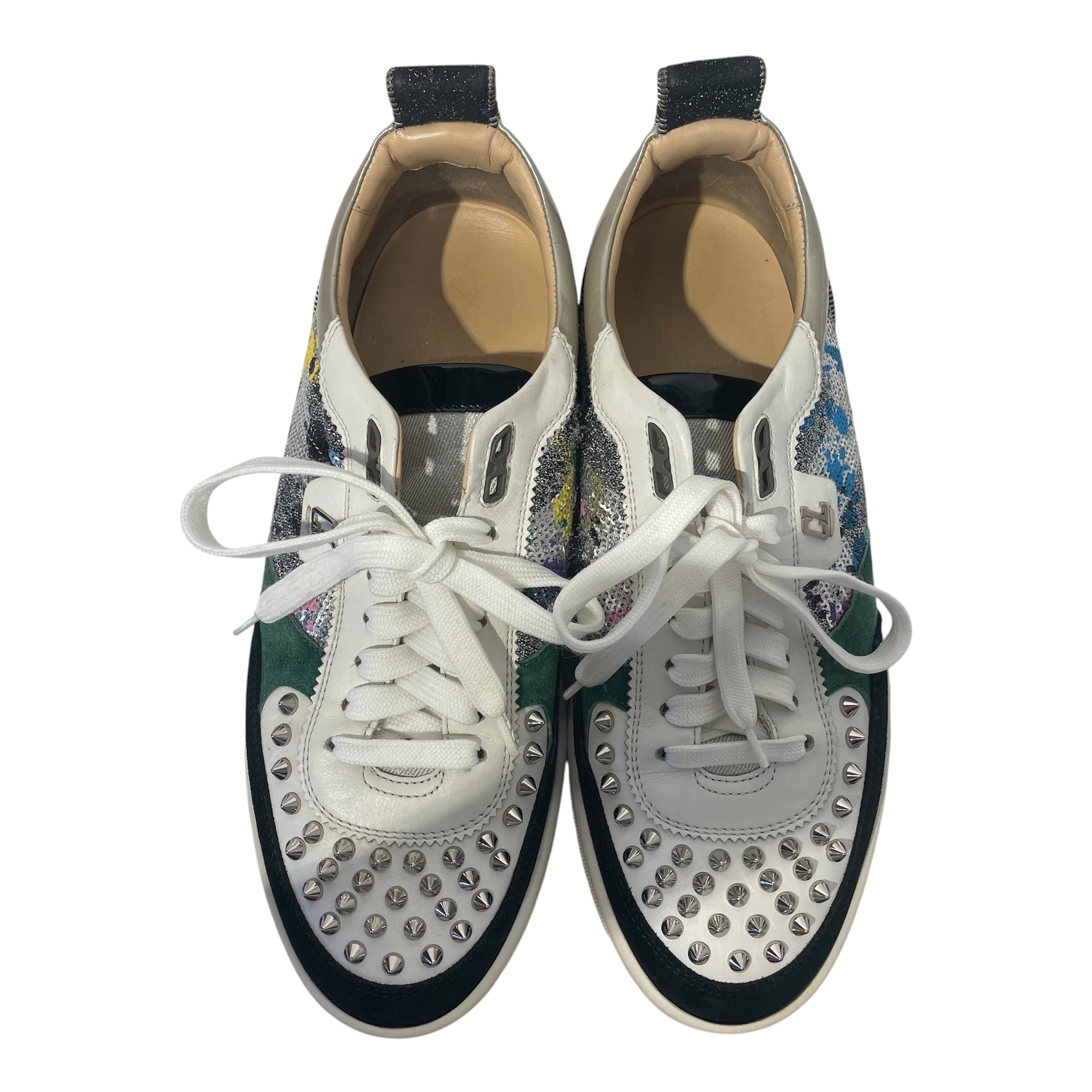 Christian Louboutin/Low-Sneakers/EU 41/All Over Print/Suede/GRN/Glitter Spikes view 3