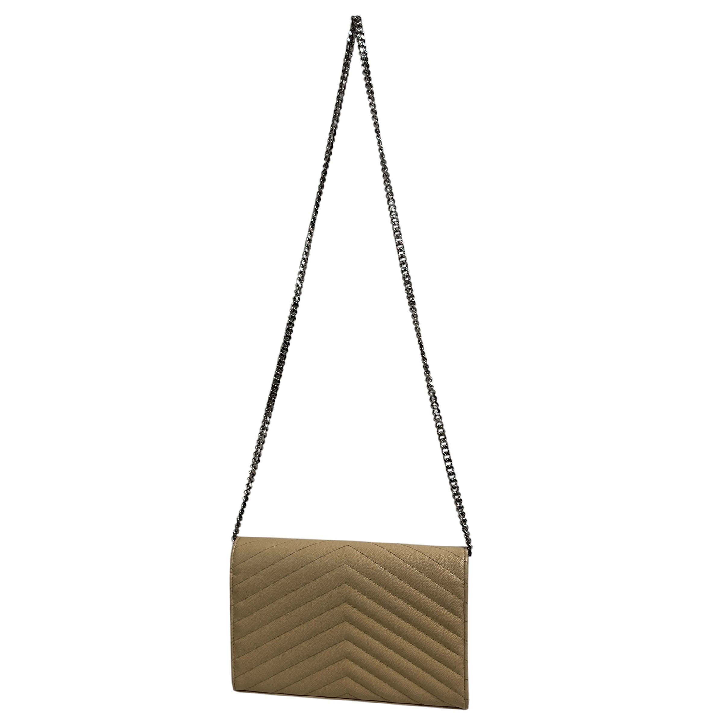 SAINT LAURENT/Cross Body Bag/Leather/BEG/Chevron view 2