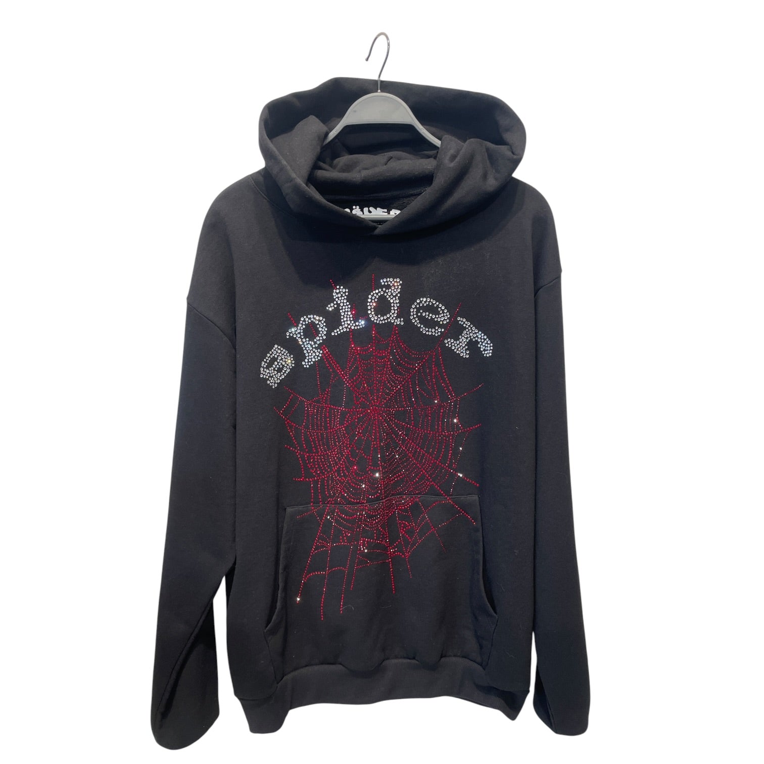 Sp5der/Hoodie/XL/Cotton/BLK/RedRhinstoneWeb view 1