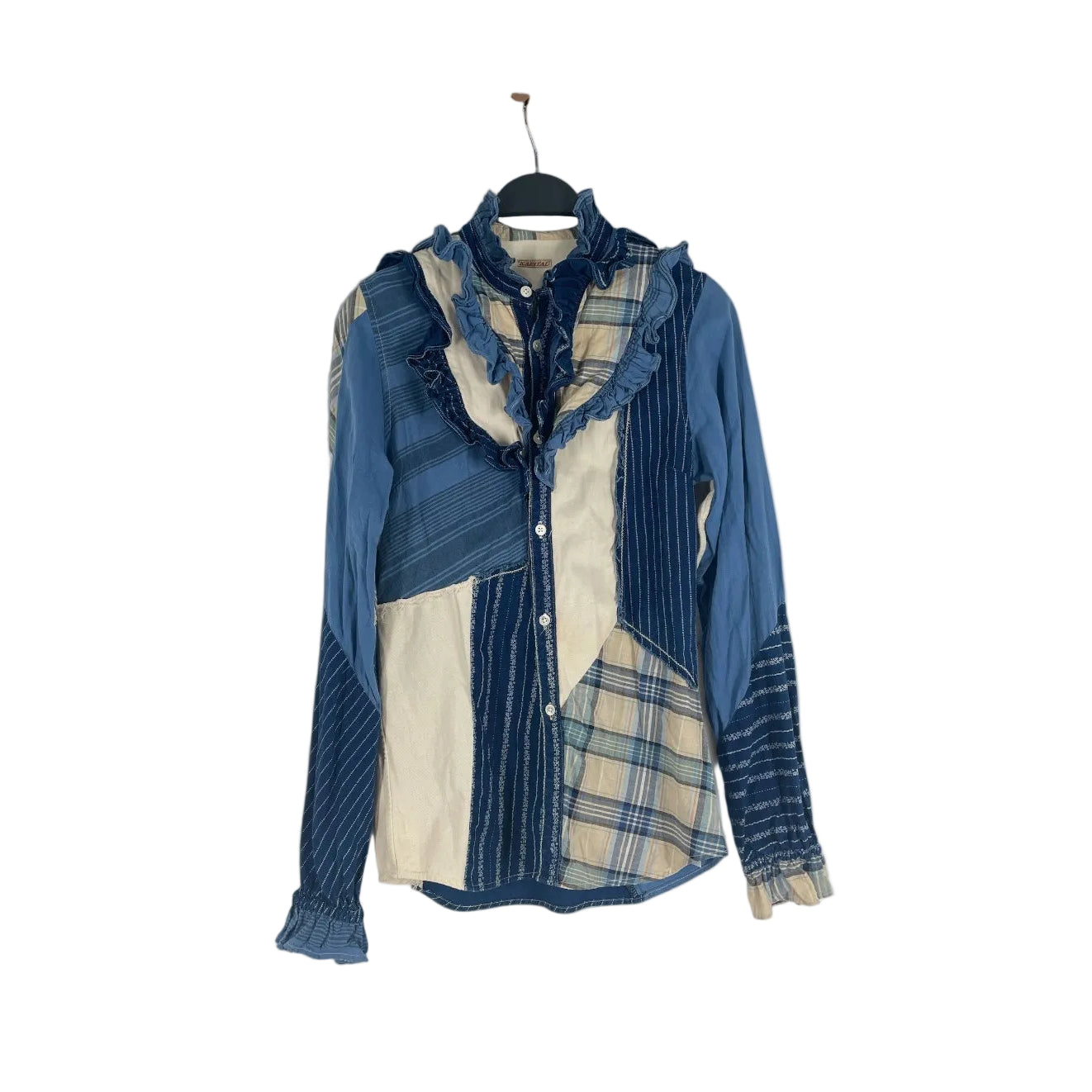 KAPITAL/LS Blouse/0/Stripe/Cotton/BLU/PATCHWORK  BUTTON DOWN view 1