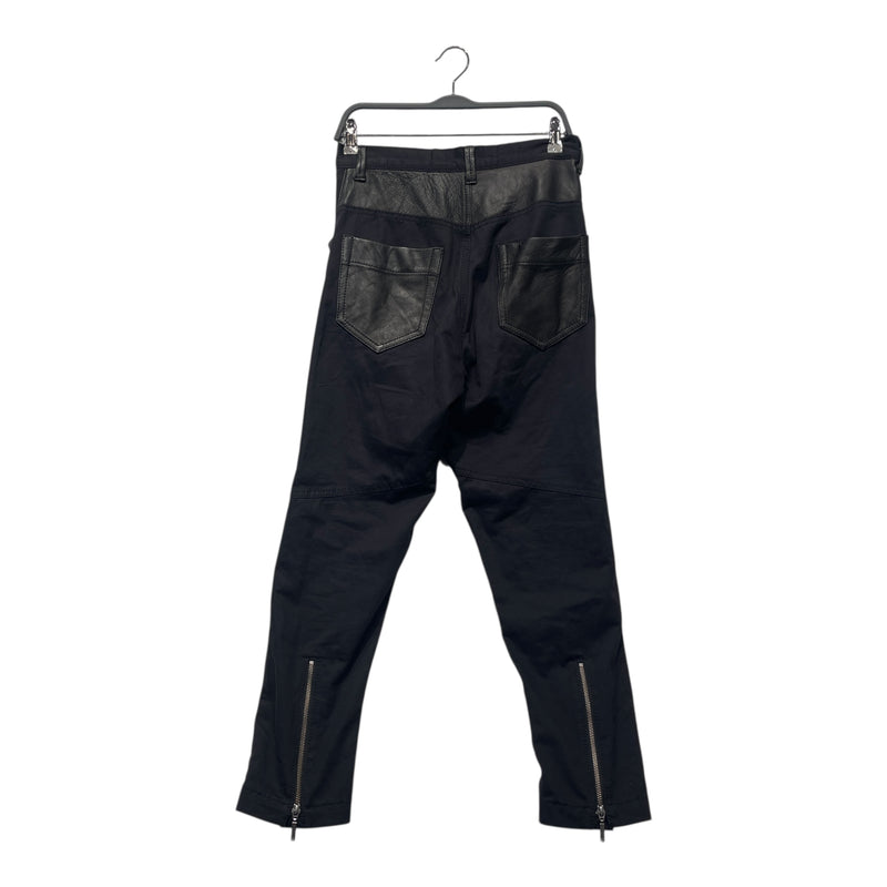 Yasuyuki Ishii/Straight Pants/34/Cotton/BLK/DEER LEATHER LACE UP FRONT
