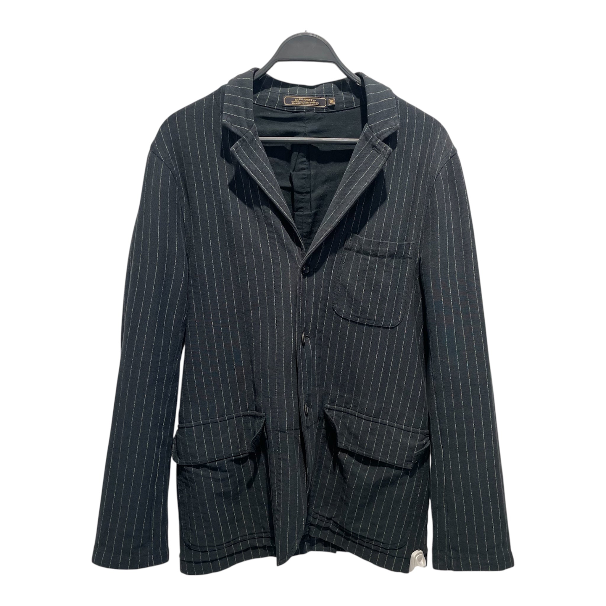 RALPH LAUREN/Coat/M/Cotton/BLK/Stripe/long coat pinstripe view 1