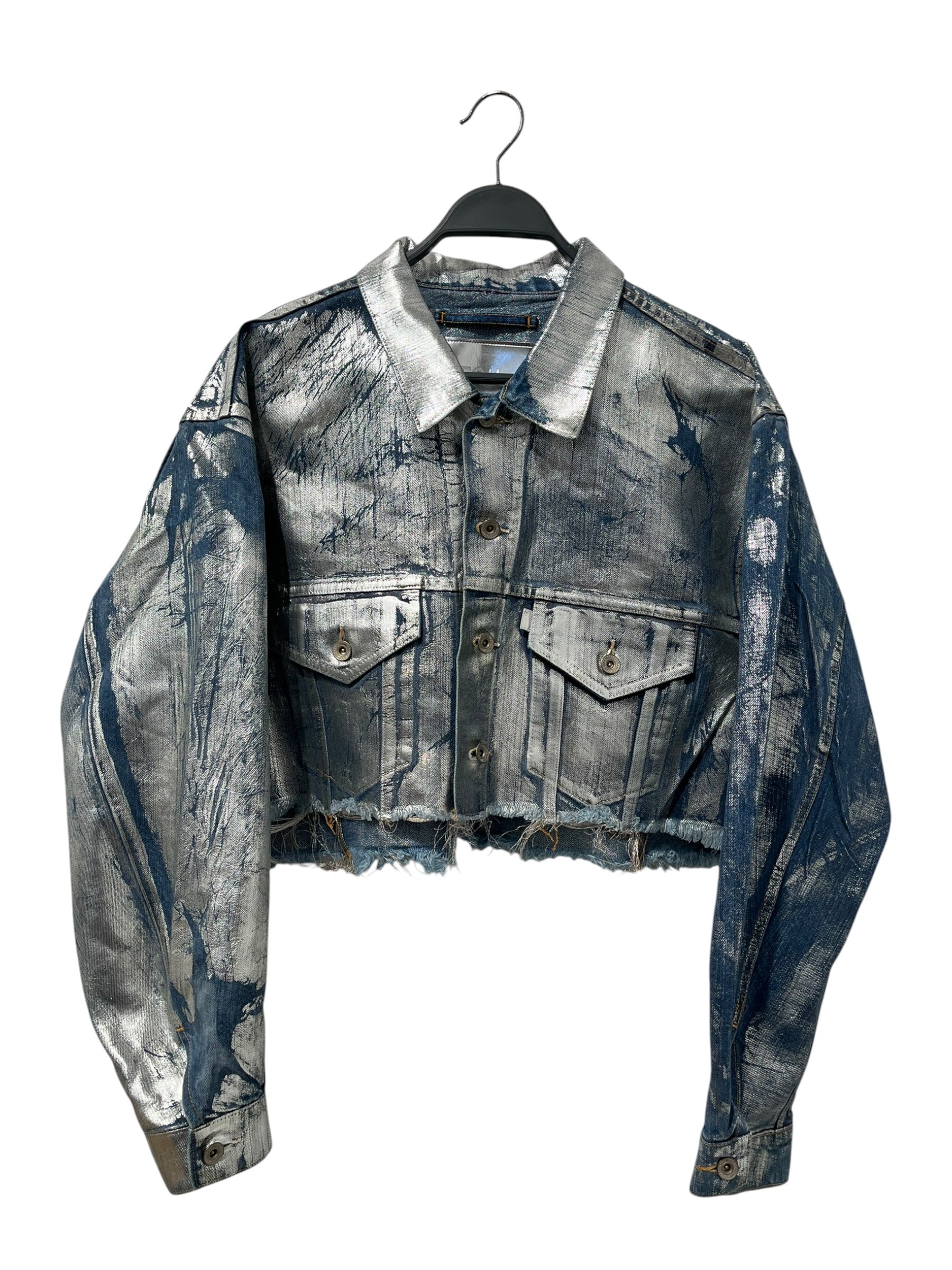 doublet/Jacket/S/Cotton/SLV/Single Breasted/CROPPED SILVER PAINT FOIL view 1