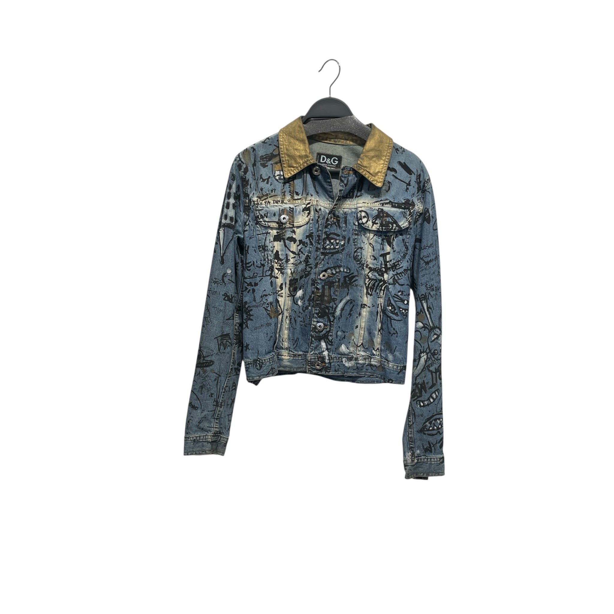 DOLCE&GABBANA/Jacket/XS/All Over Print/Denim/BLU/Single Breasted/ view 1