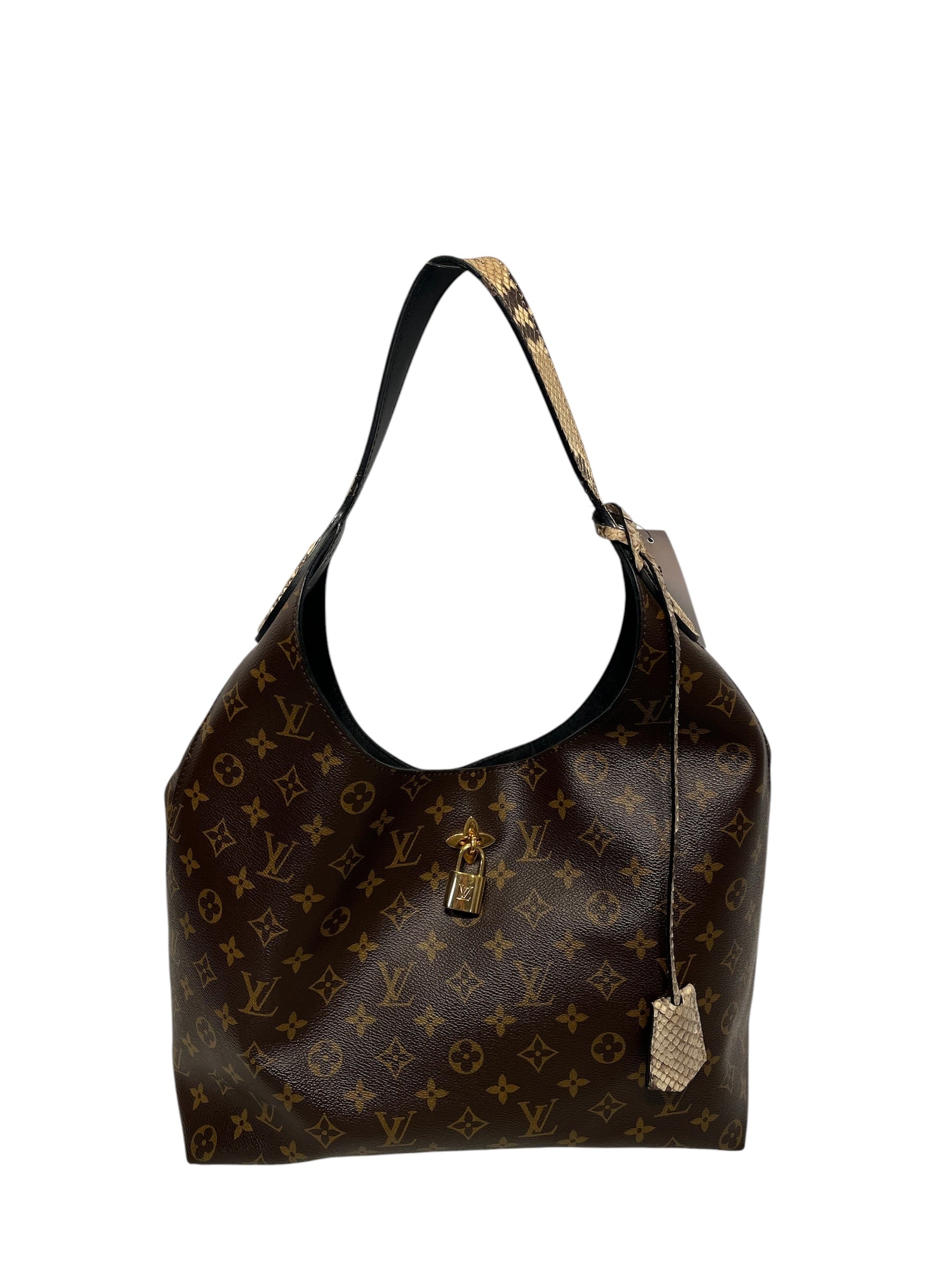LOUIS VUITTON/Hand Bag/All Over Print/Leather/BRW/Flower Hobo Python view 1