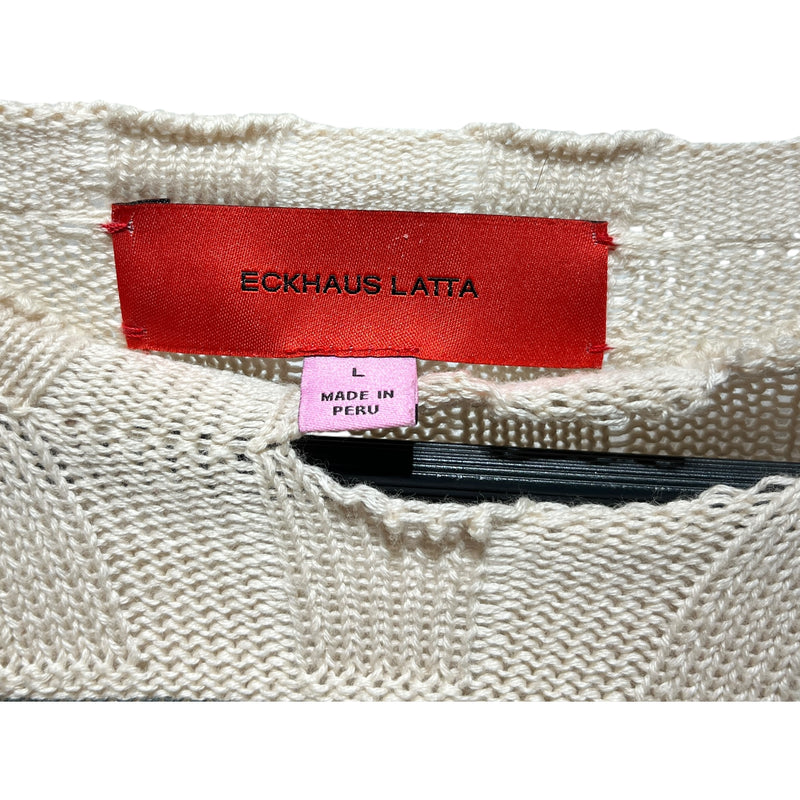 ECKHAUS LATTA/Sweater/L/Cotton/CRM/ACCORDIAN SWEATER