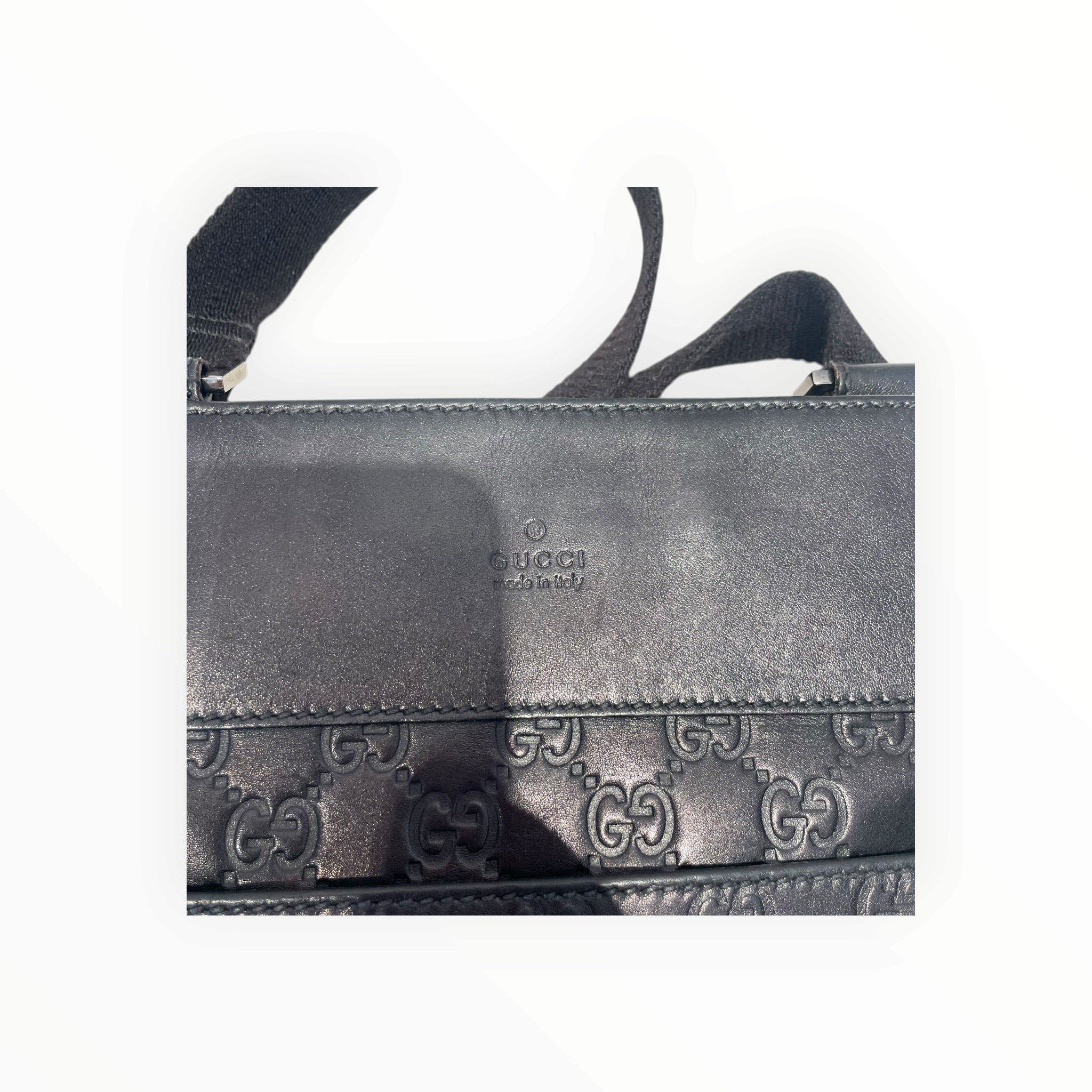 GUCCI/Cross Body Bag/Leather/BLK/GG Guccissima Messenger view 5