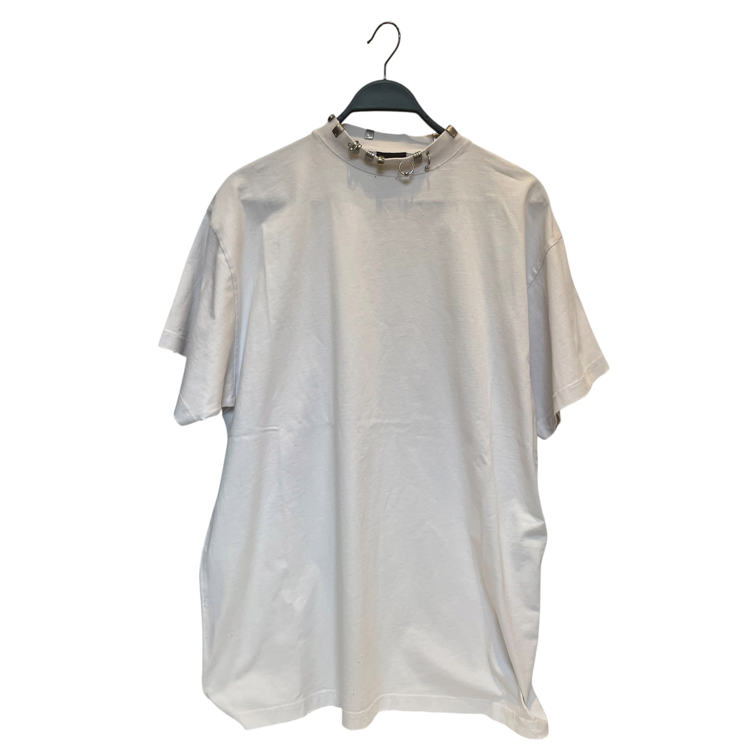 BALENCIAGA/T-Shirt/L/Cotton/WHT/pierced collar view 1