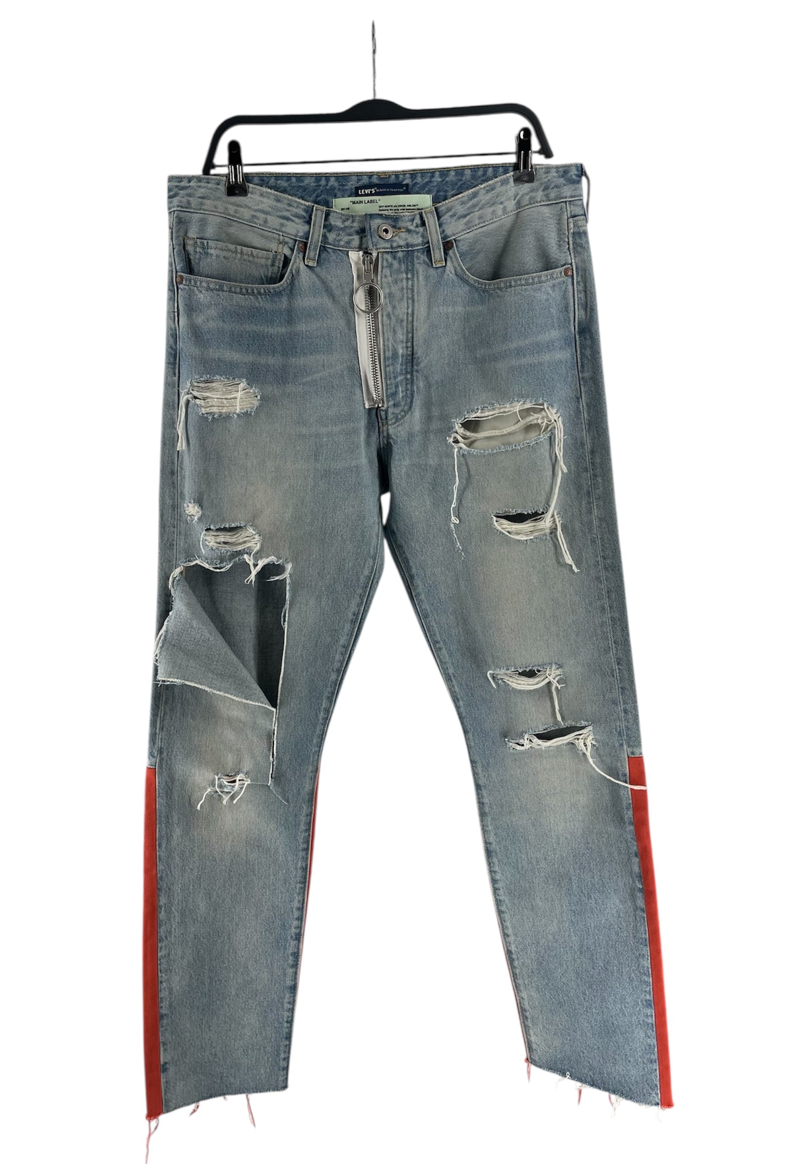 OFF-WHITE/Straight Pants/36/Denim/BLU/ORANGE PAINTED view 1