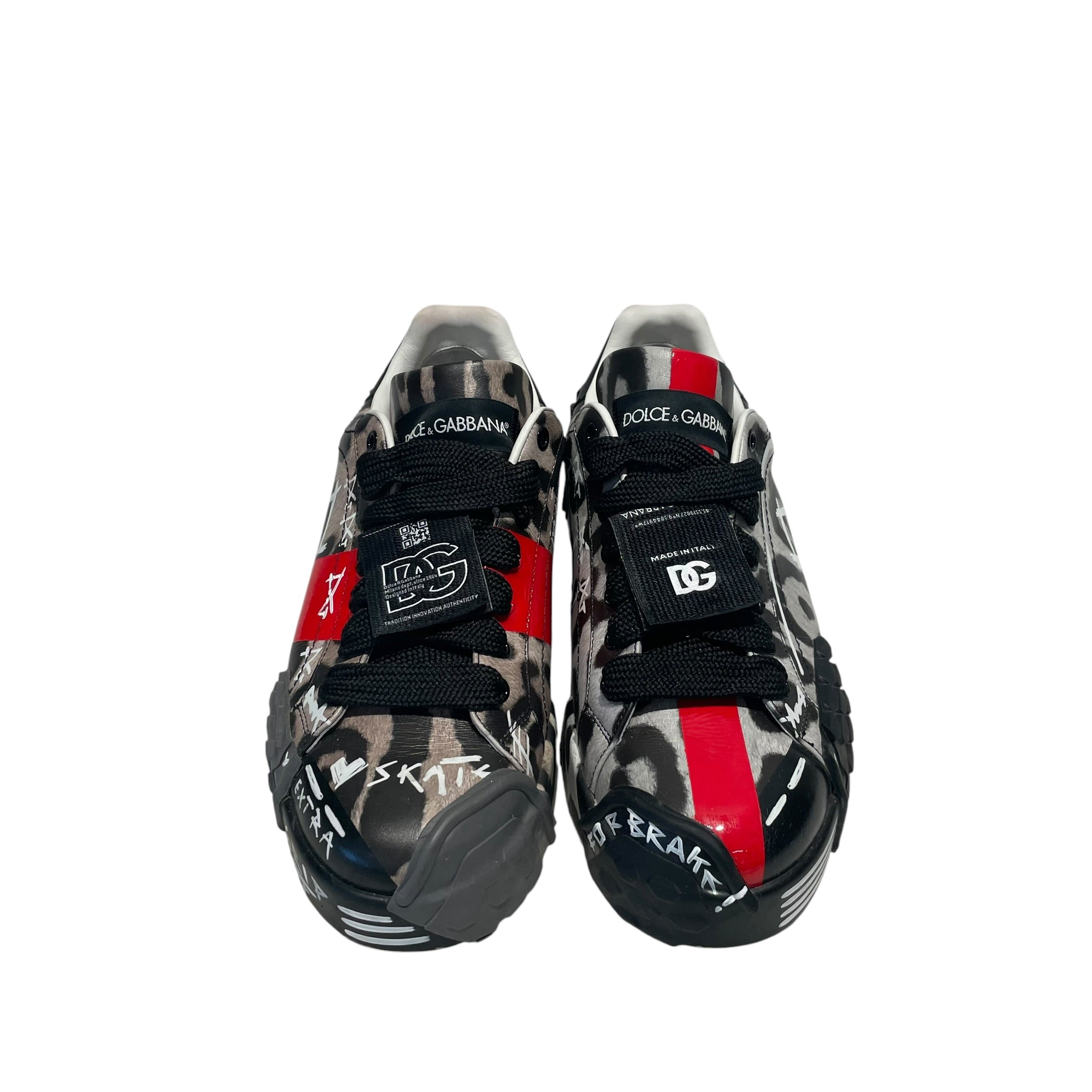 DOLCE&GABBANA/Low-Sneakers/US 8.5/All Over Print/Leather/GRY/Portofino Sneaker view 3