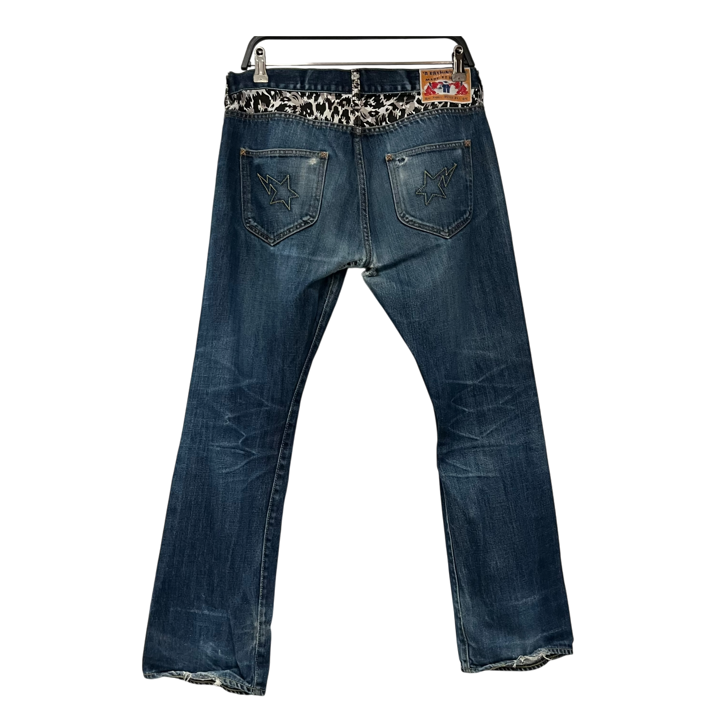 A BATHING APE/Straight Pants/M/Denim/BLU/2000s leopard view 2