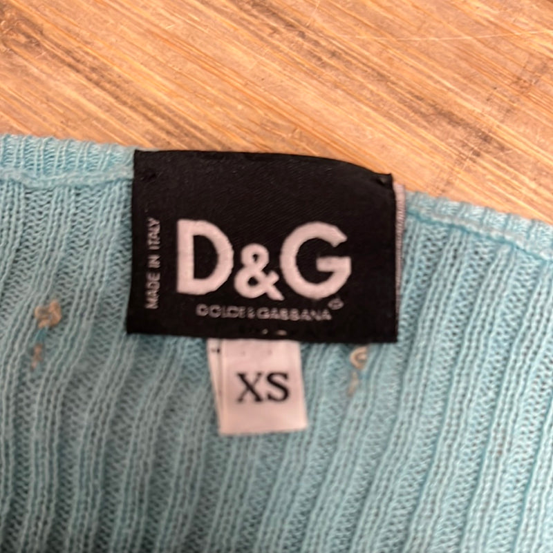 DOLCE&GABBANA/Sweater/XS/Cotton/BLU/JECKLINE EYELET
