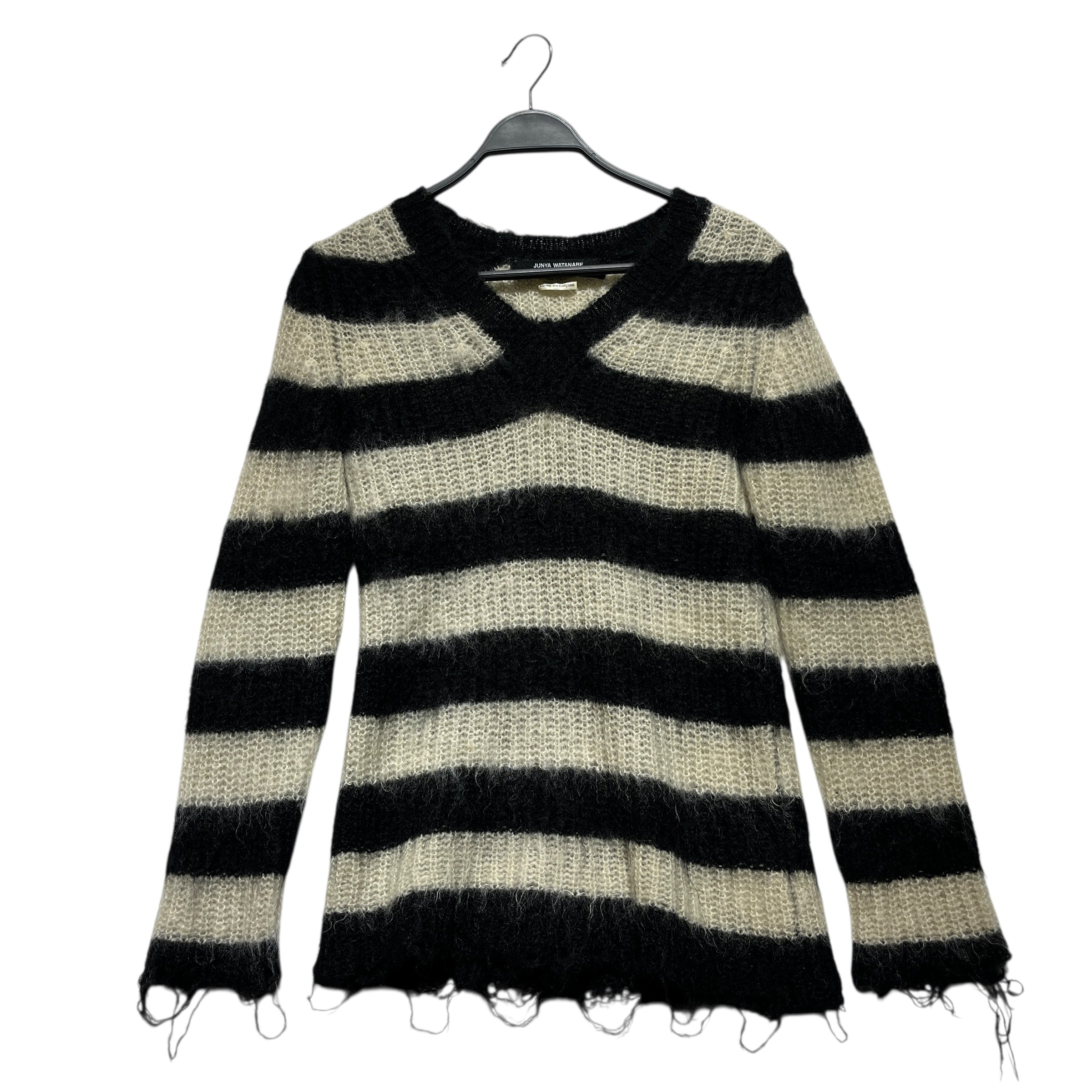 JUNYA WATANABE COMME des GARCONS/Sweater/S/Stripe/Wool/BLK/ view 1