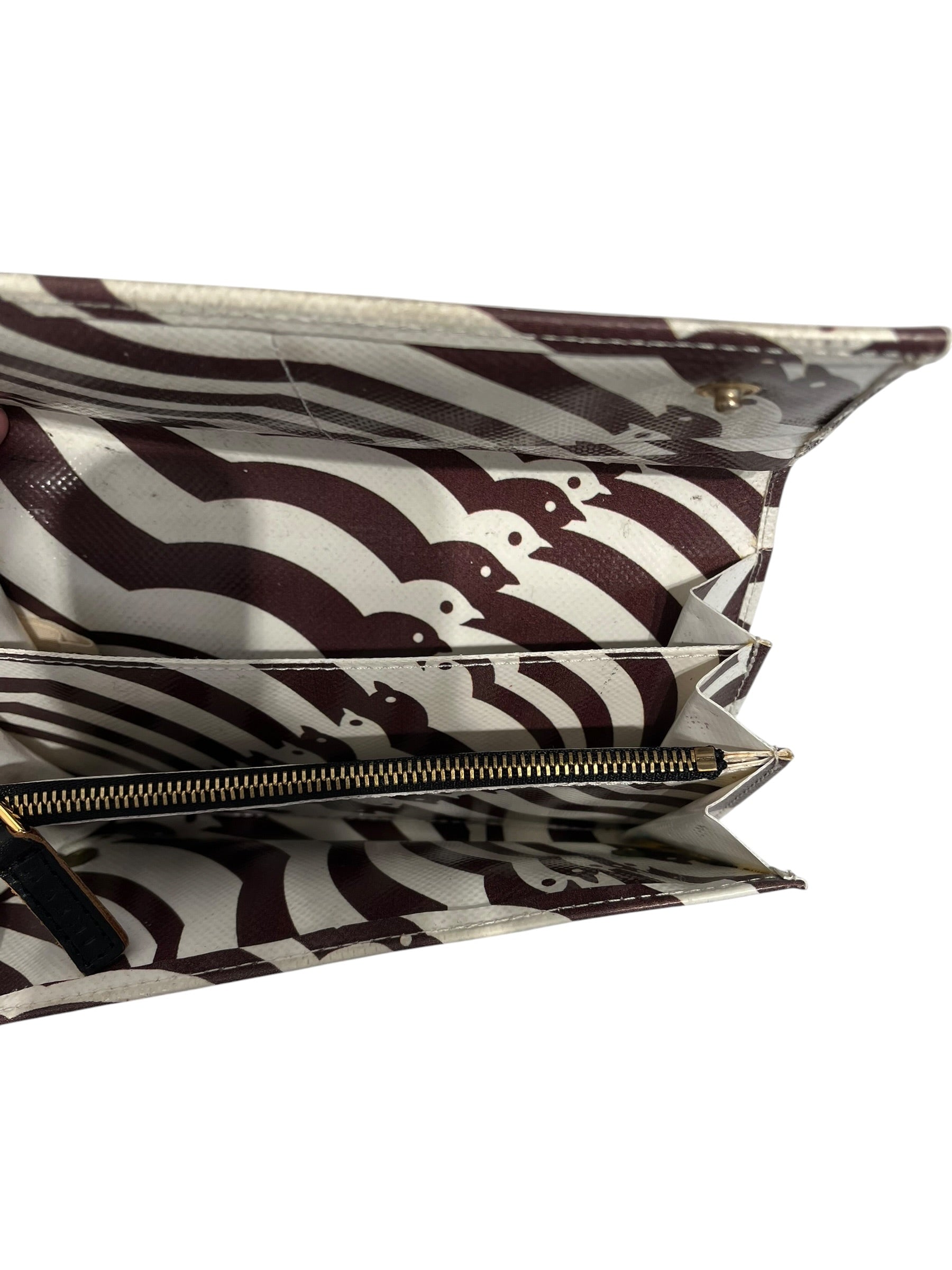 MARNI/Trifold Wallet/All Over Print/Leather/WHT/bird print brown and white view 4