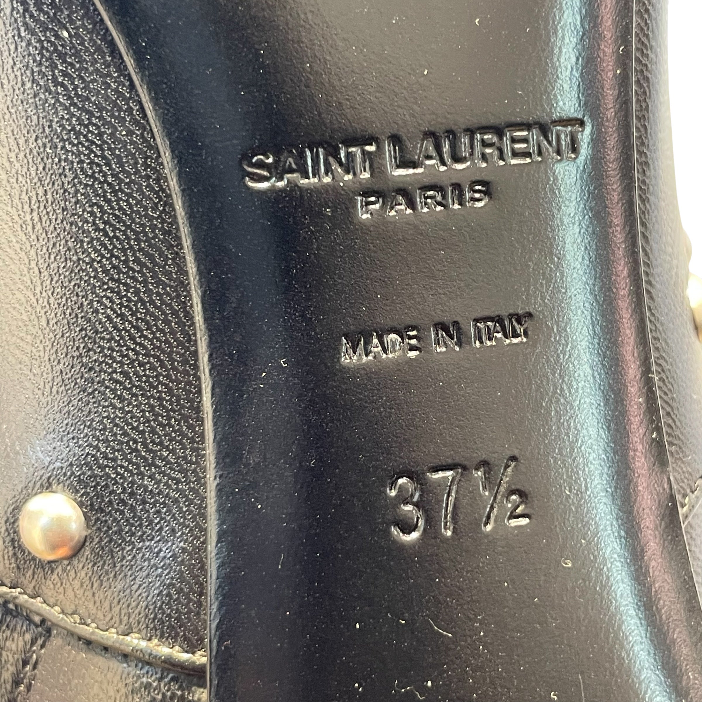 SAINT LAURENT/Ankle Boots/EU 37.5/Leather/BLK/STUDDED OPEN TOE view 4