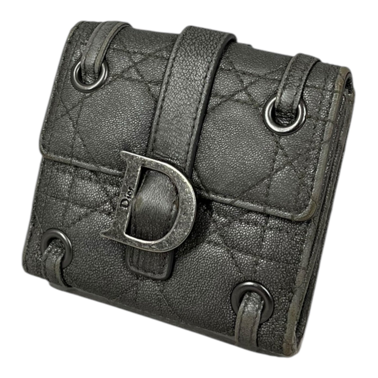 Christian Dior/Coin Wallet/Leather/SLV/QUILTED SILVER WALLET view 1