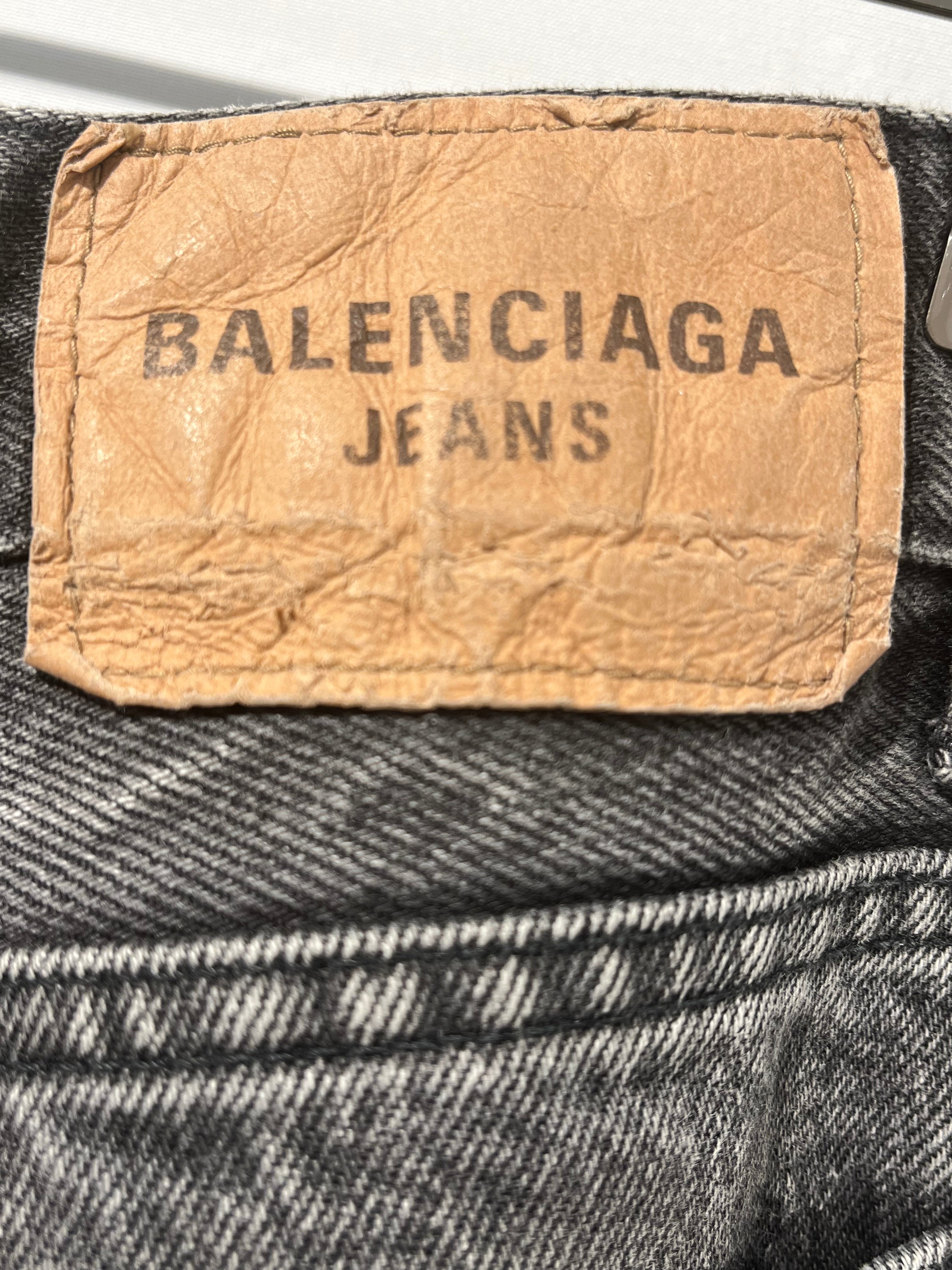 BALENCIAGA/Bottoms/Cotton/GRY/UNISEX RIPPED HOLES THIGH view 3