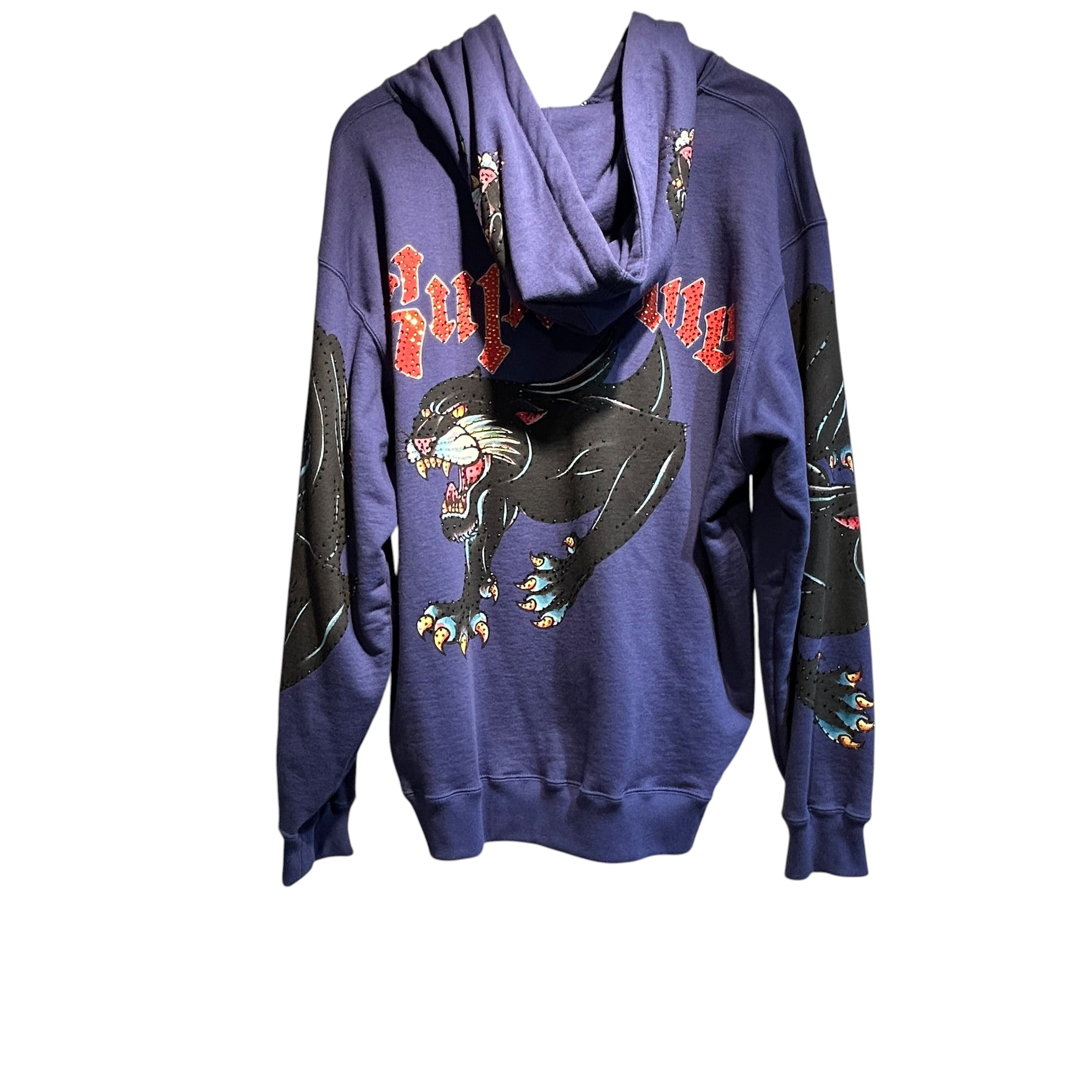 Supreme/Ed Hardy/Zip Up Hoodie/L/Graphic/Cotton/BLU/rhinestone view 2