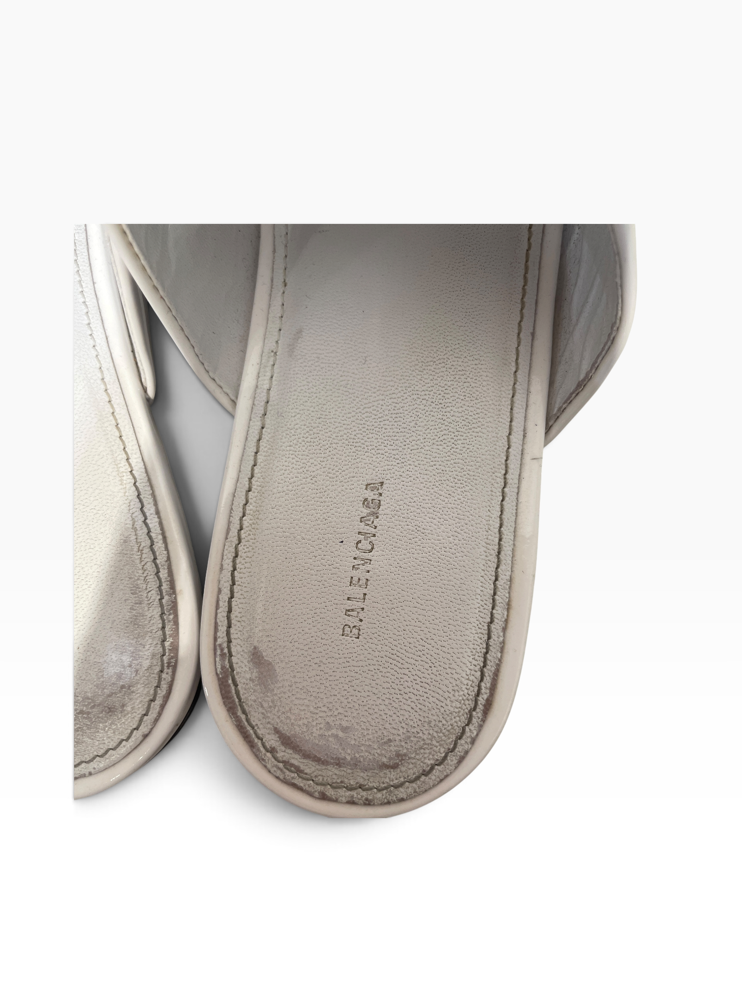 BALENCIAGA/Sandals/EU 39/Leather/WHT/Open-Toe/Glossy Patent Calf BB Sandal view 3