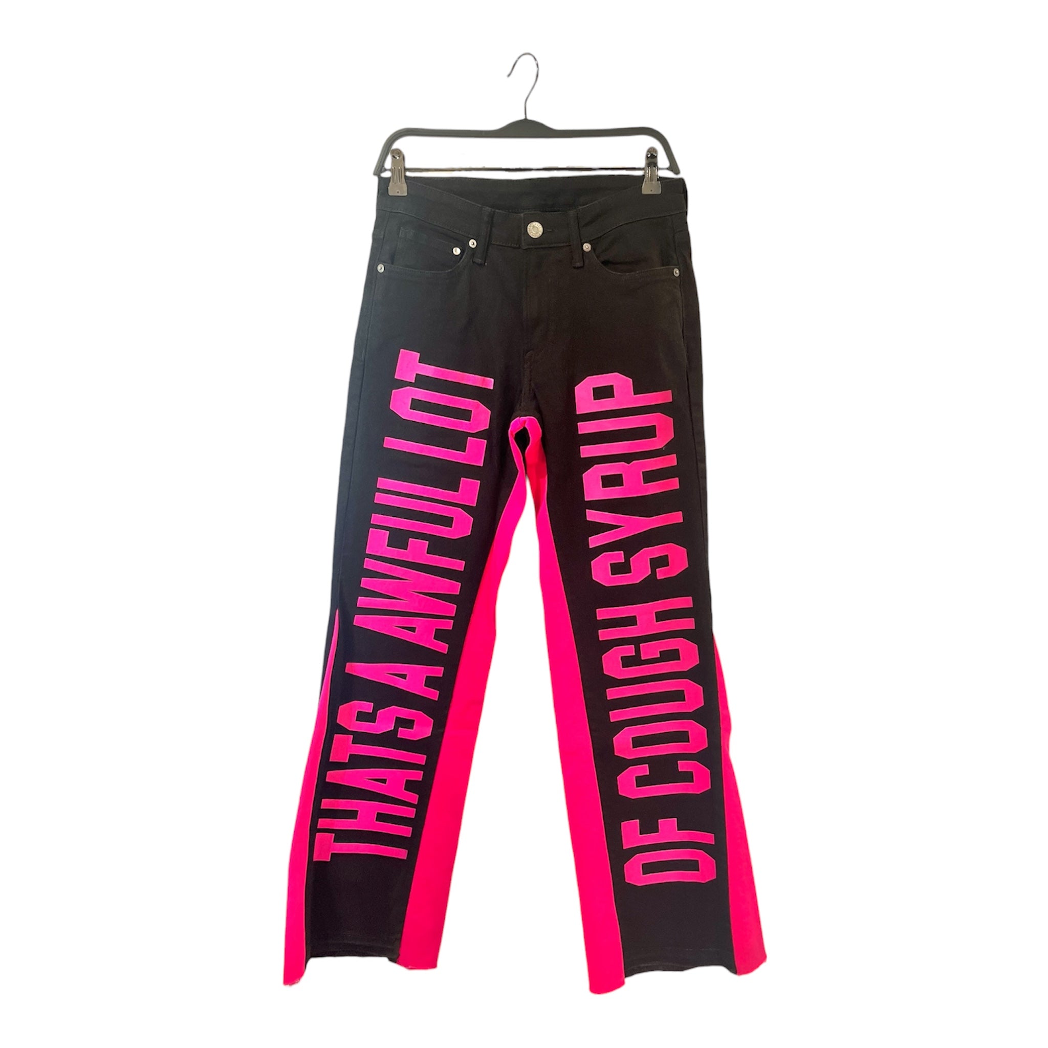 That's a Awful Lot of Cough Syrup/Skinny Pants/28/Denim/BLK/Button Fly/All Over Print/PINK AOP PRINT view 1