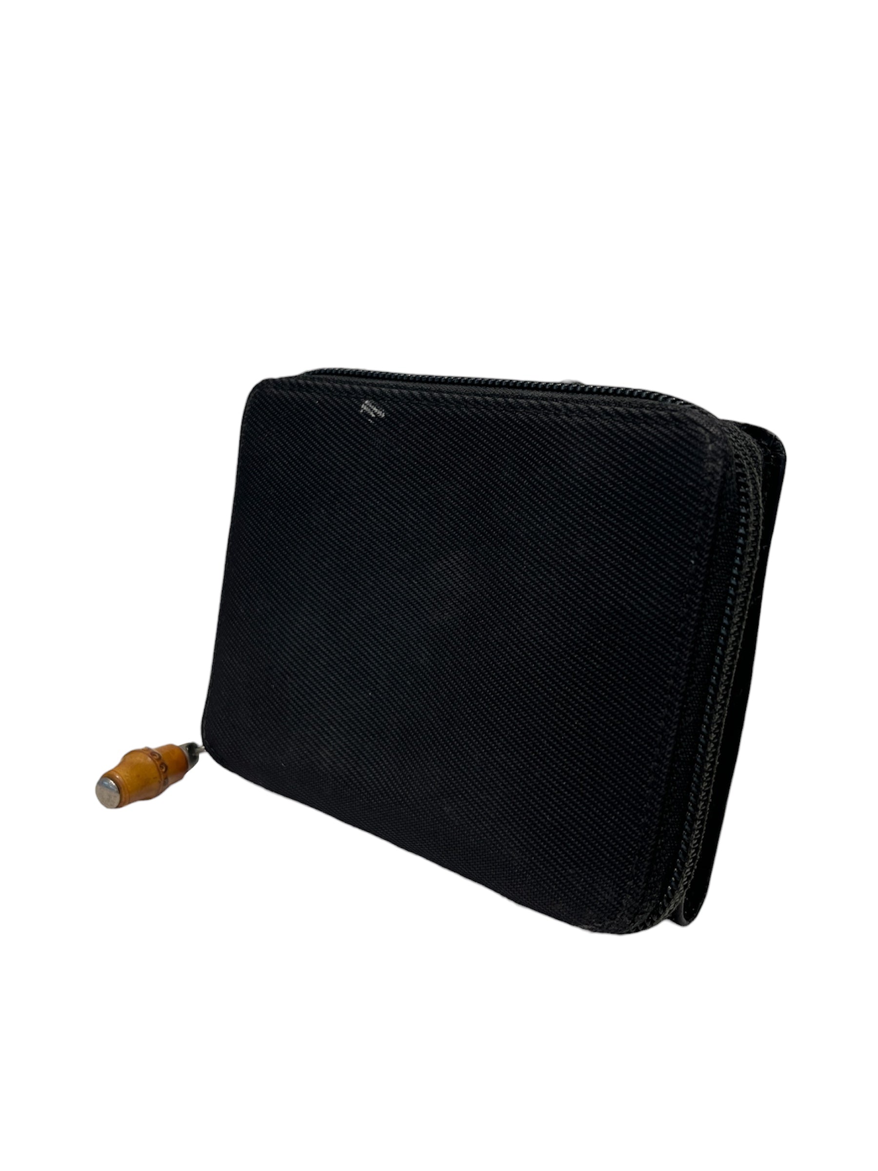 GUCCI/Bifold Wallet/Leather/BLK/BIFOLD BAMBOO ZIPPER view 2