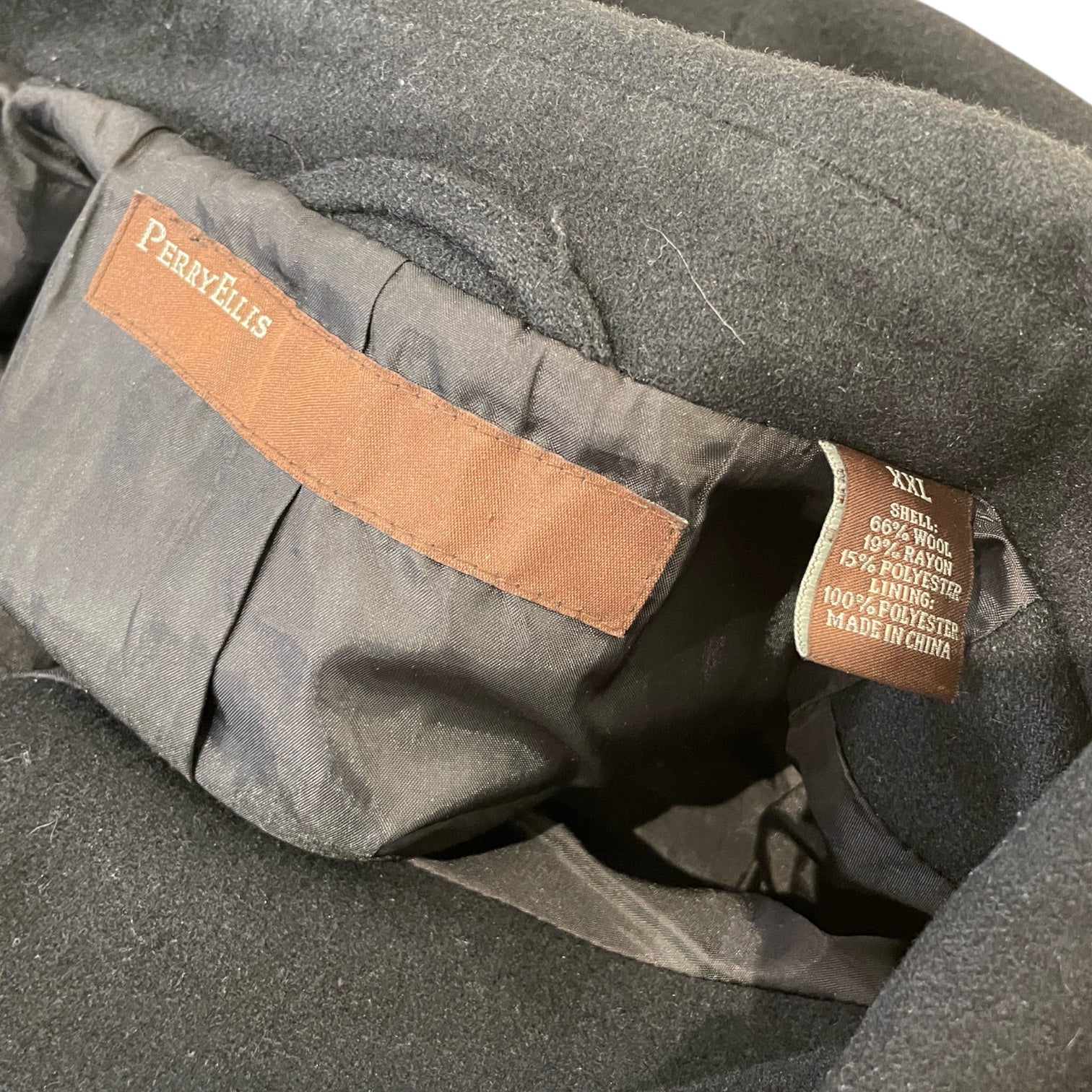 PERRY ELLIS/Trench Coat/XXL/Wool/BLK/ view 3