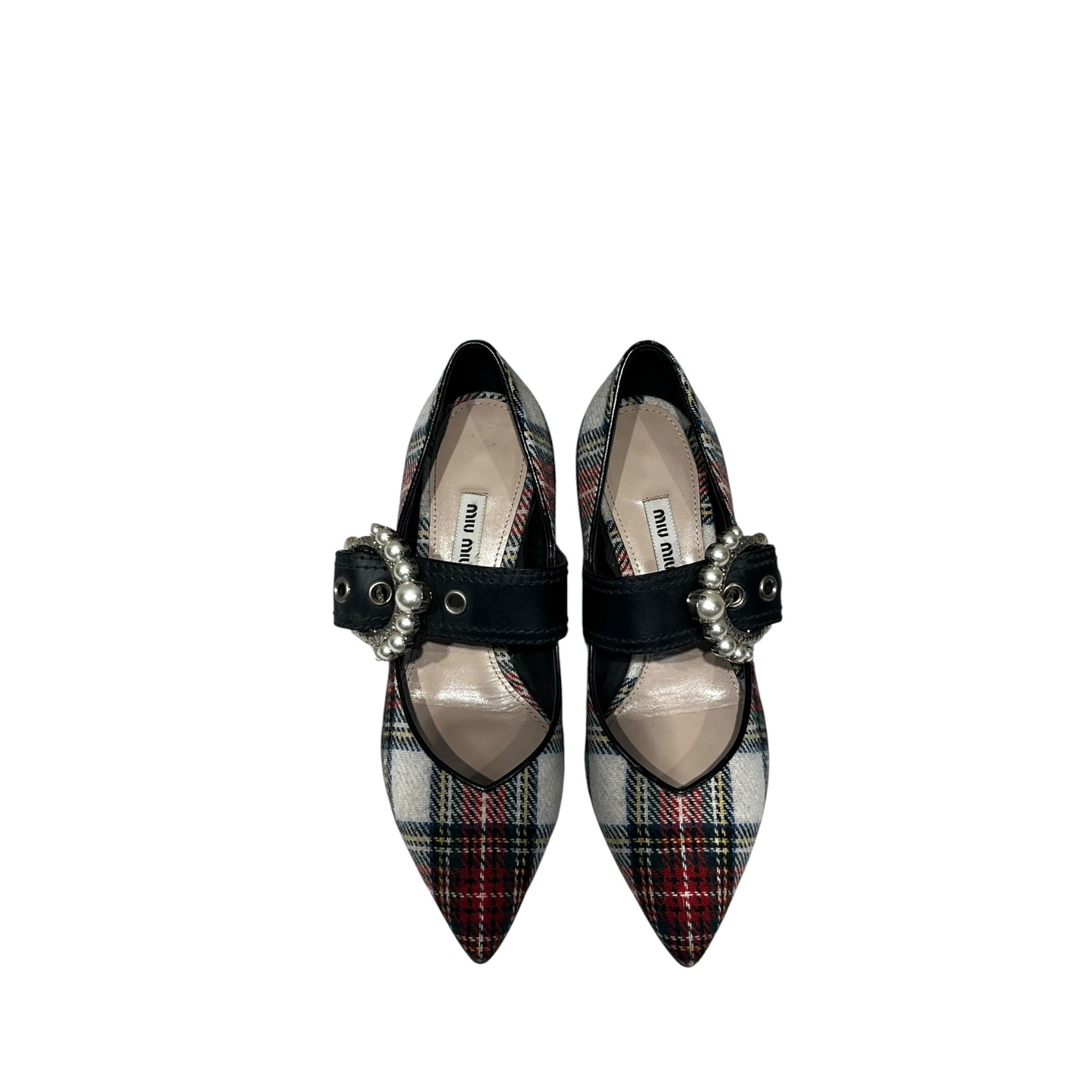 MIU MIU/Heels/EU 38/Tartan/Tweed/MLT/faux pearl view 1