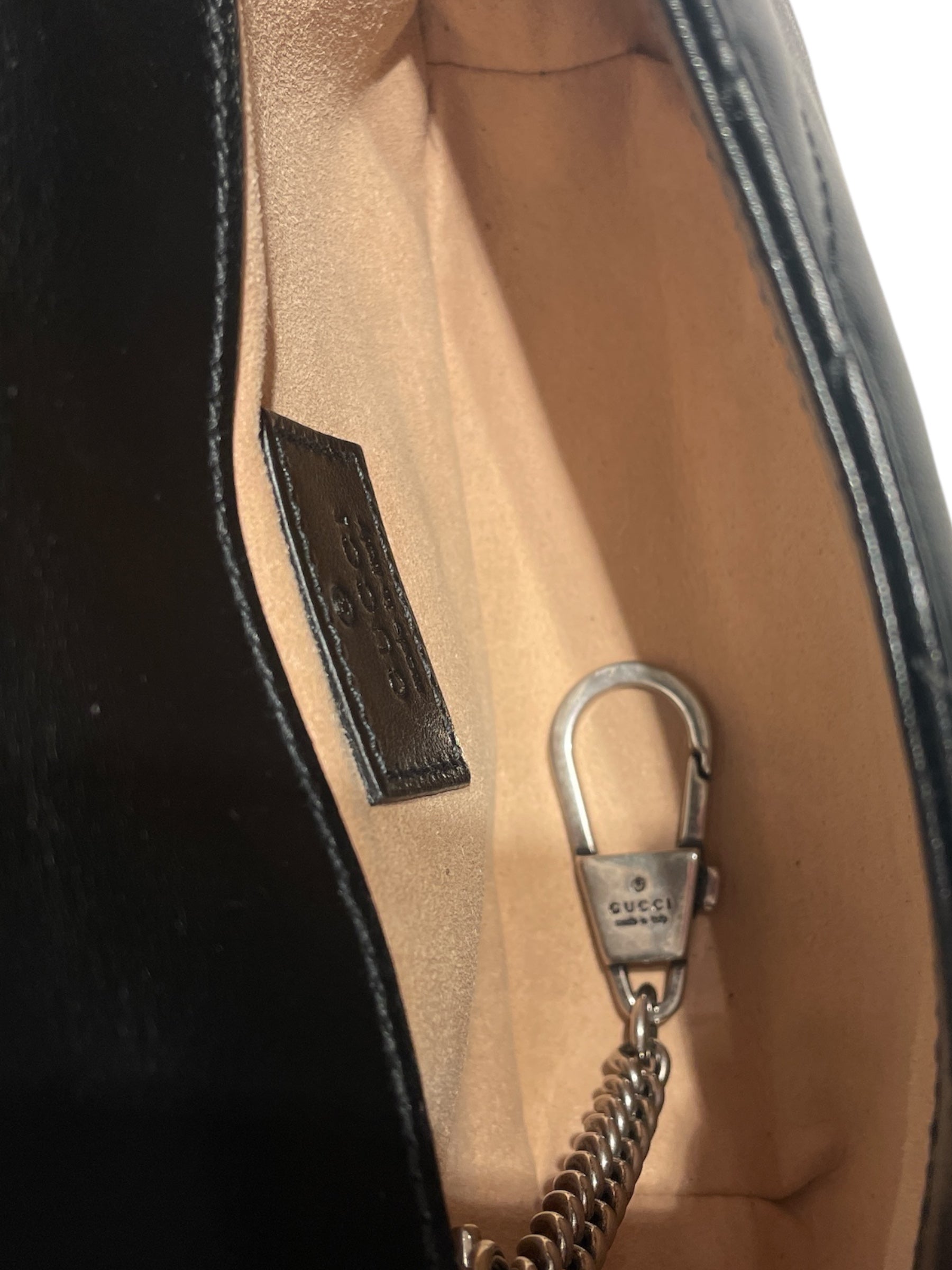 GUCCI/Cross Body Bag/Leather/BLK/Marmont Flap Mini Bag view 6