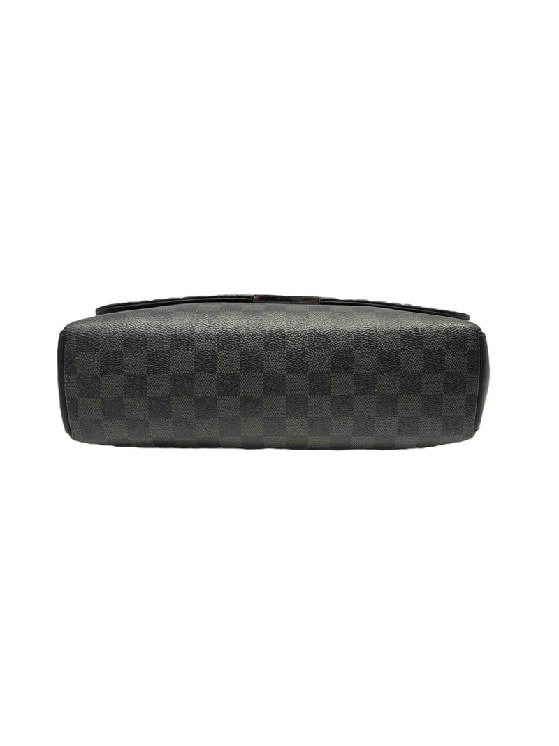 LOUIS VUITTON/Cross Body Bag/Gingham Check/Leather/BLK/BLACK STRAP SILVER HARDWARE