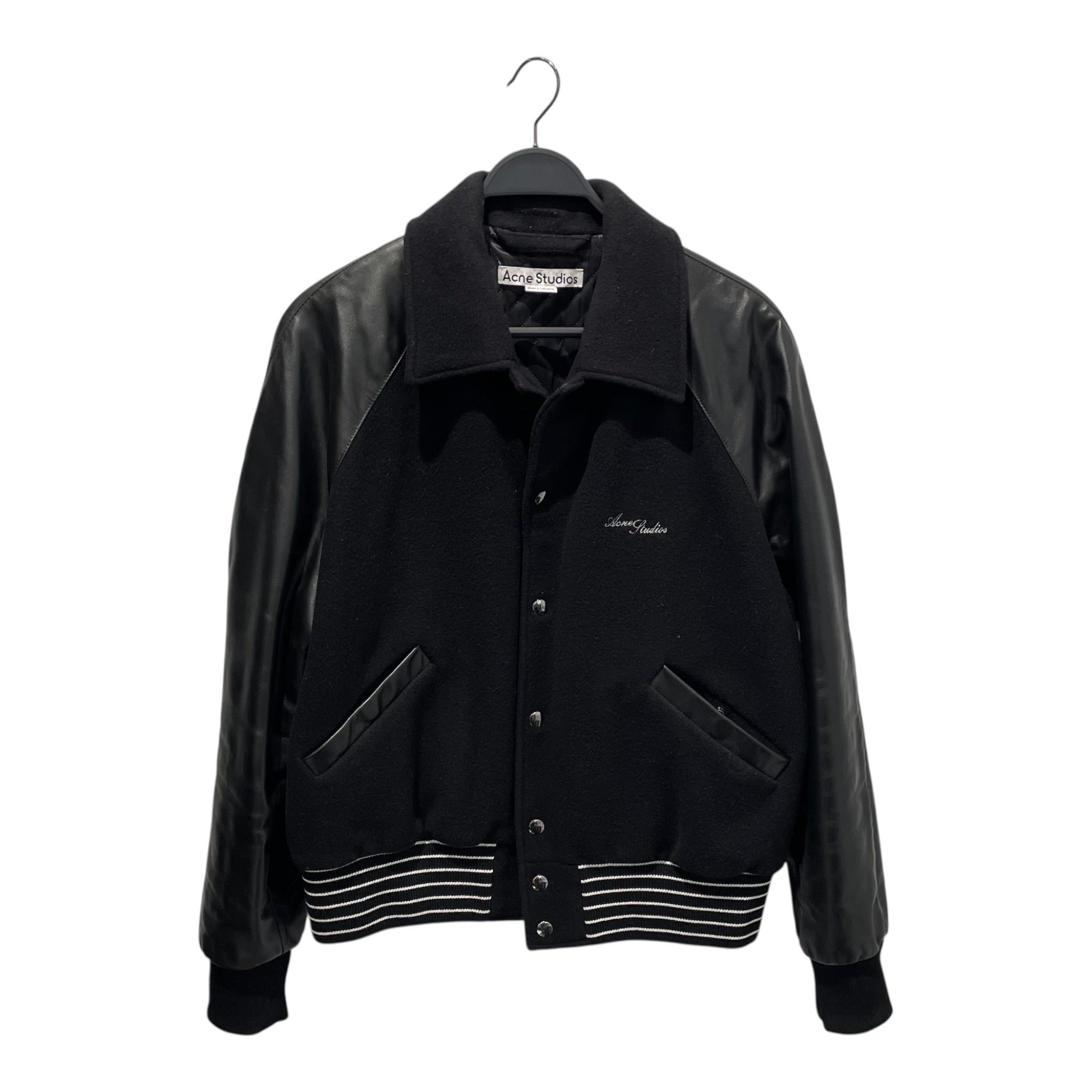 Acne Studios/Jacket/48/BLK/leather sleeve view 1