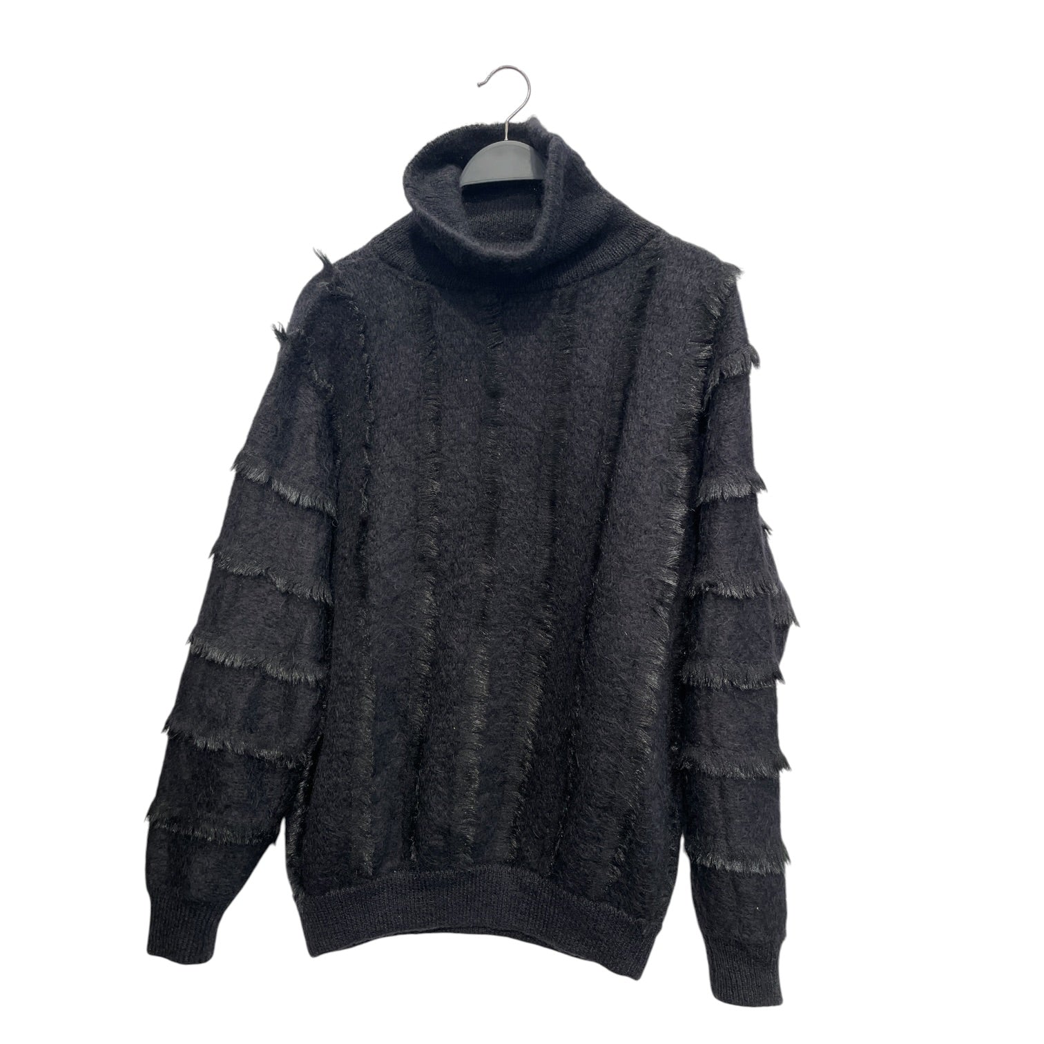 ISSEY MIYAKE/Vintage/Heavy Sweater/M/Wool/BLK/Turtle Neck/FRAYED/FRINGE8 80'S view 1