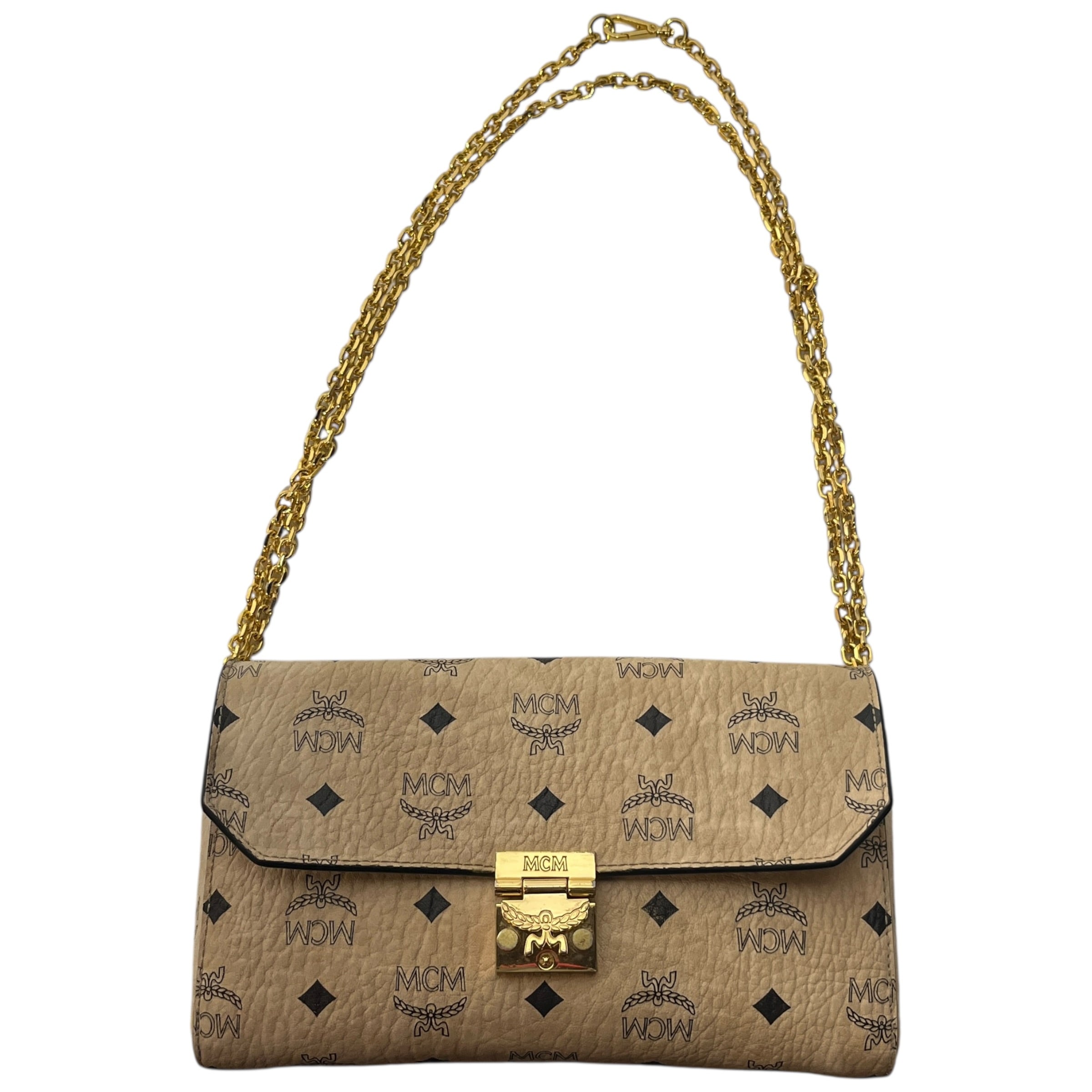 MCM/Cross Body Bag/Monogram/Leather/CRM/Cream gold hardware view 1