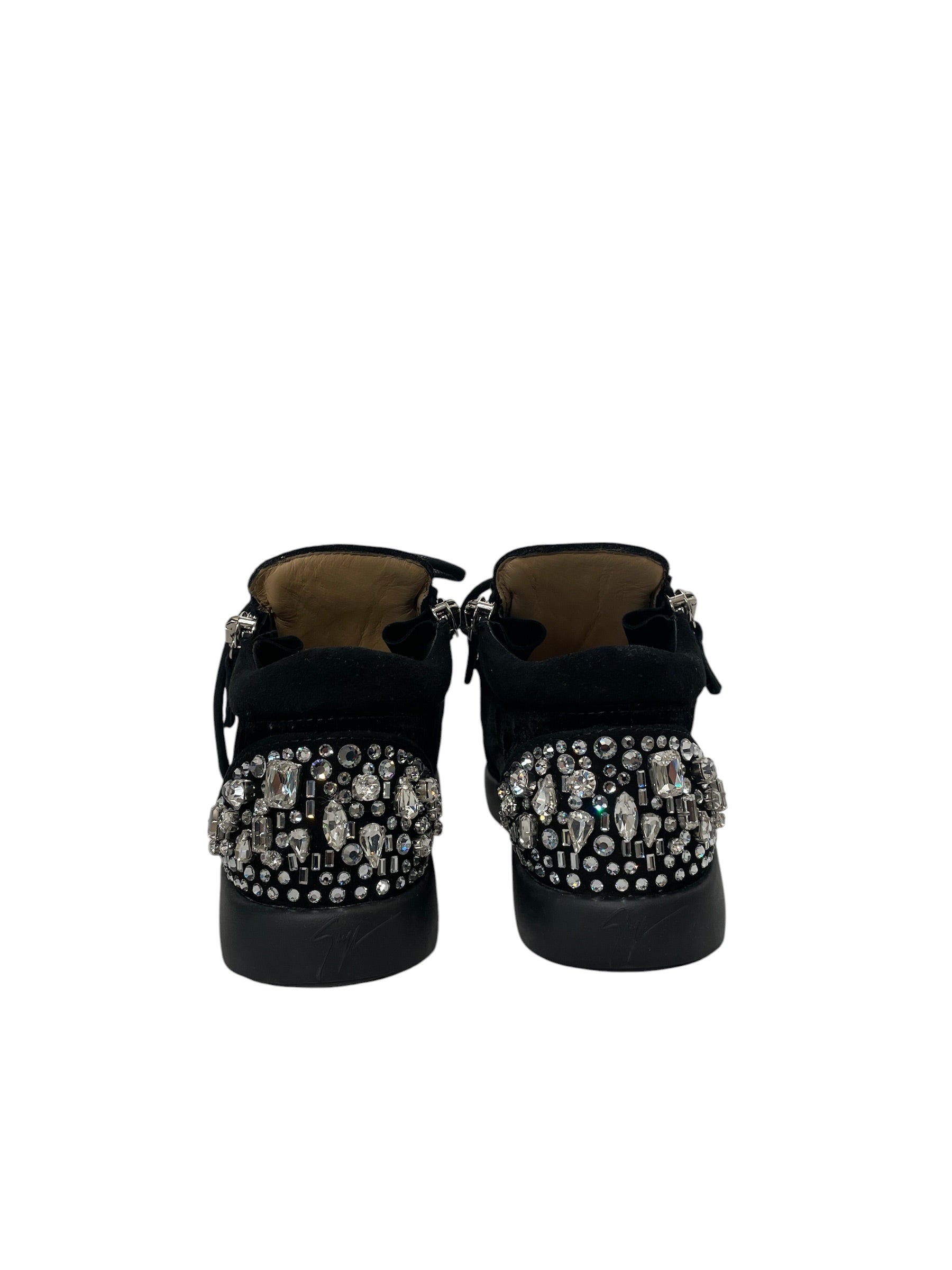 Giuseppe Zanotti/Low-Sneakers/US 6/Suede/BLK/Crystal Embellished Double Zip view 4