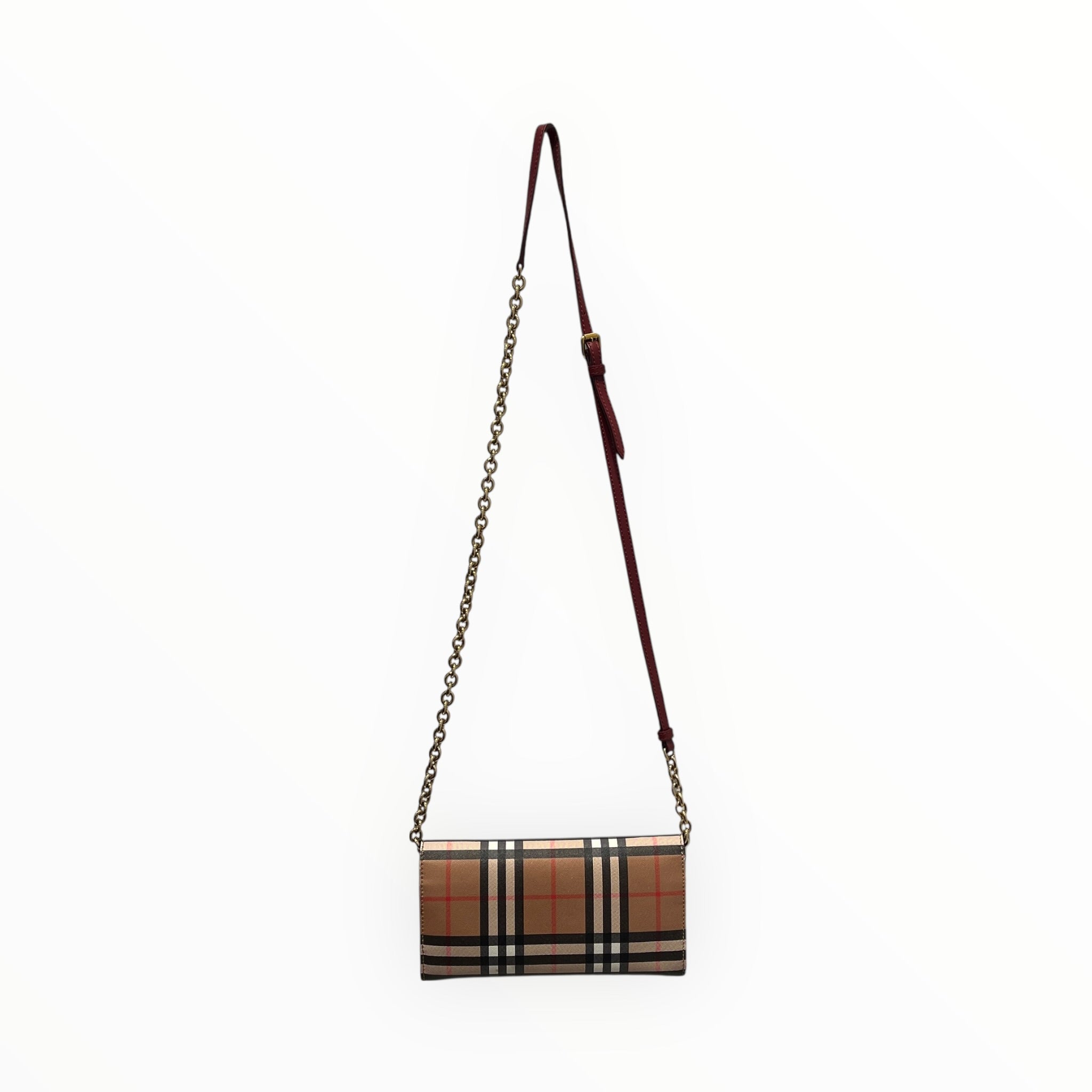 BURBERRY/Cross Body Bag/Plaid/Leather/BEG/NOVACHECK CHAIN CRSSBDY view 2