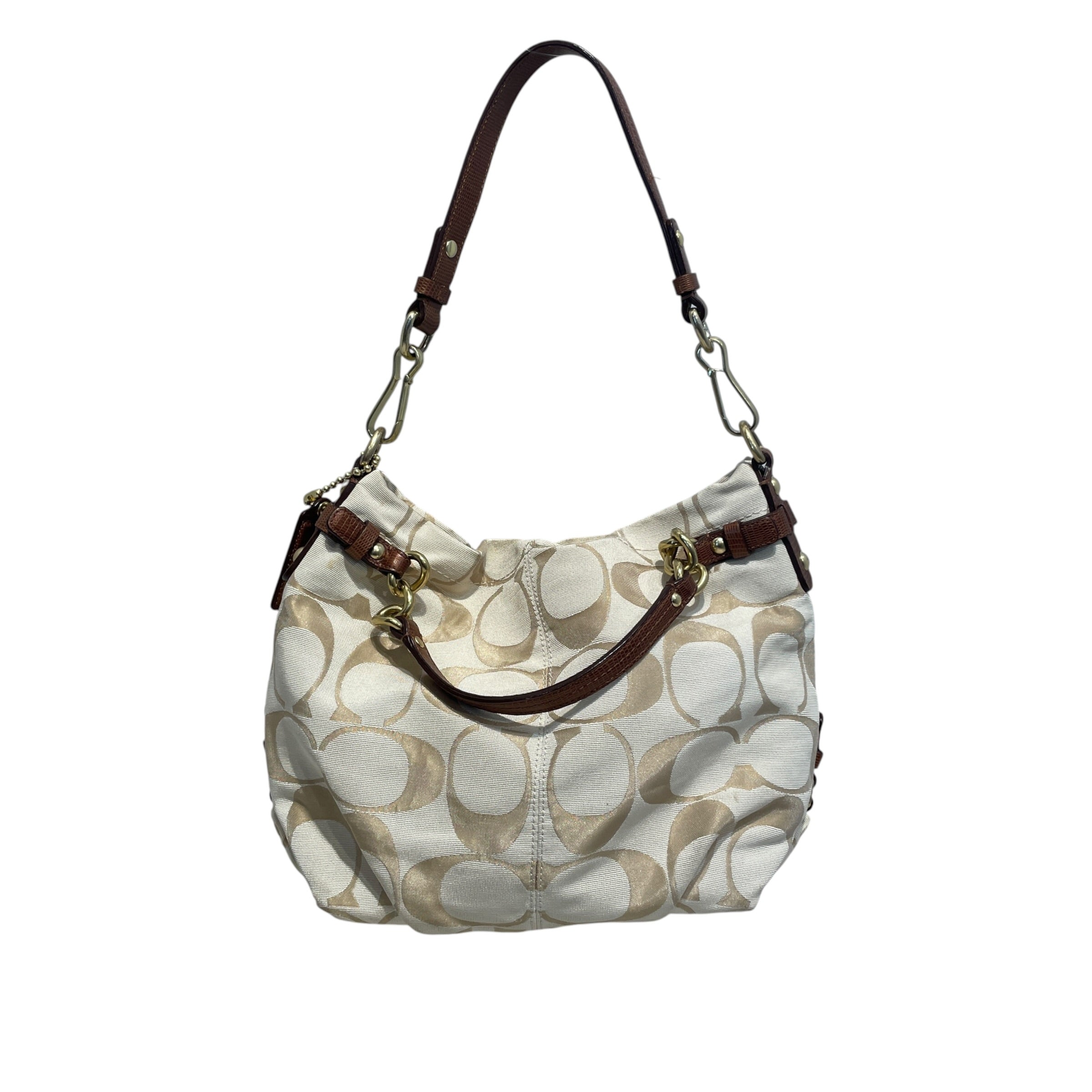 COACH/Hand Bag/Monogram/Cotton/WHT/Monogram Hobo Cab view 5