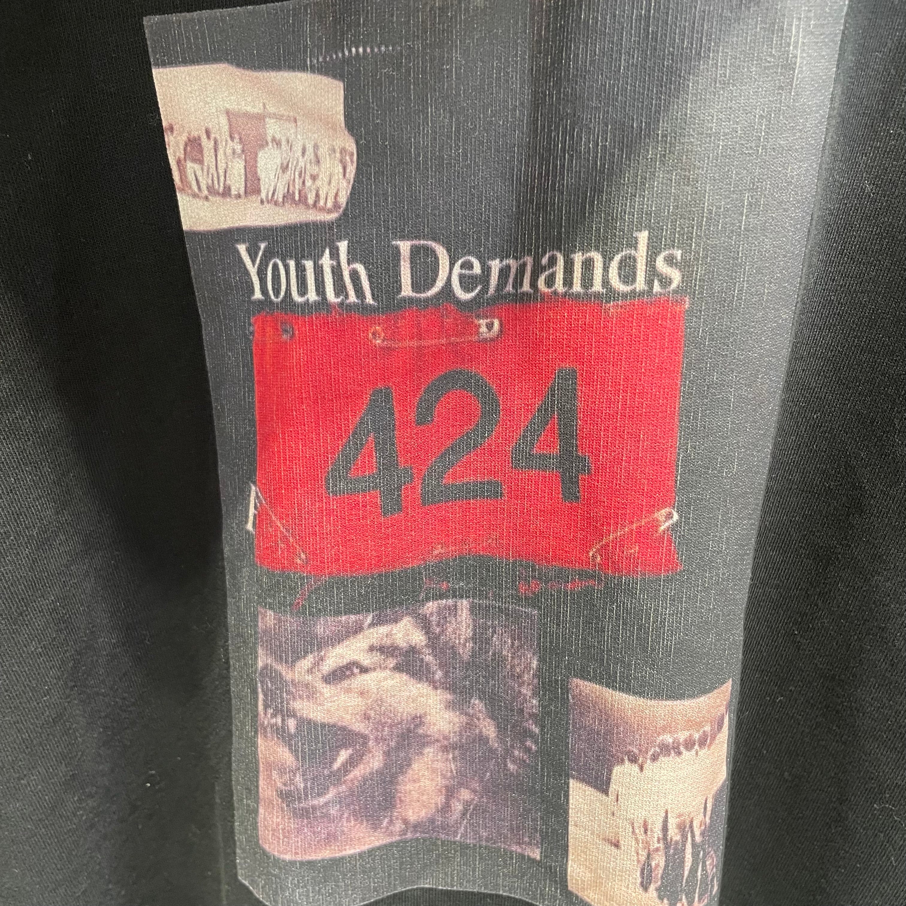 424(FourTwoFour)/Zip Up Hoodie/S/Graphic/Cotton/BLK/graphic on back/full zip hood view 3