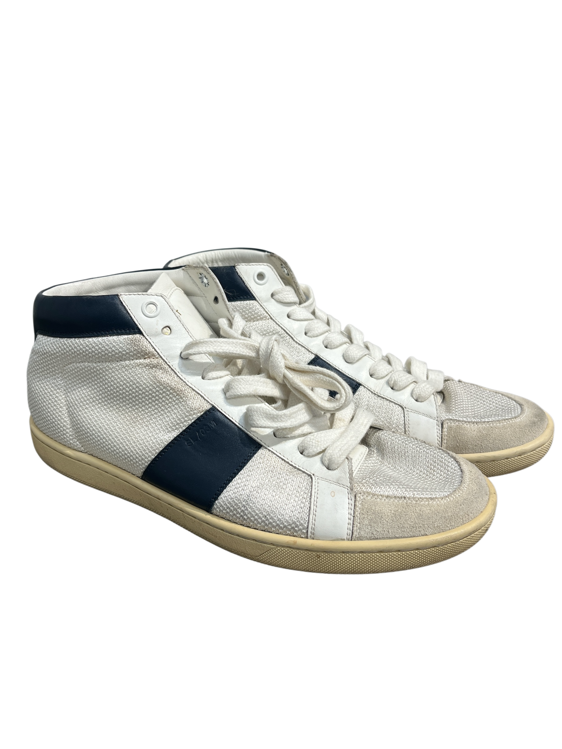 SAINT LAURENT/Hi-Sneakers/EU 41/Nylon/WHT/MESH BLUE LEATHER view 1
