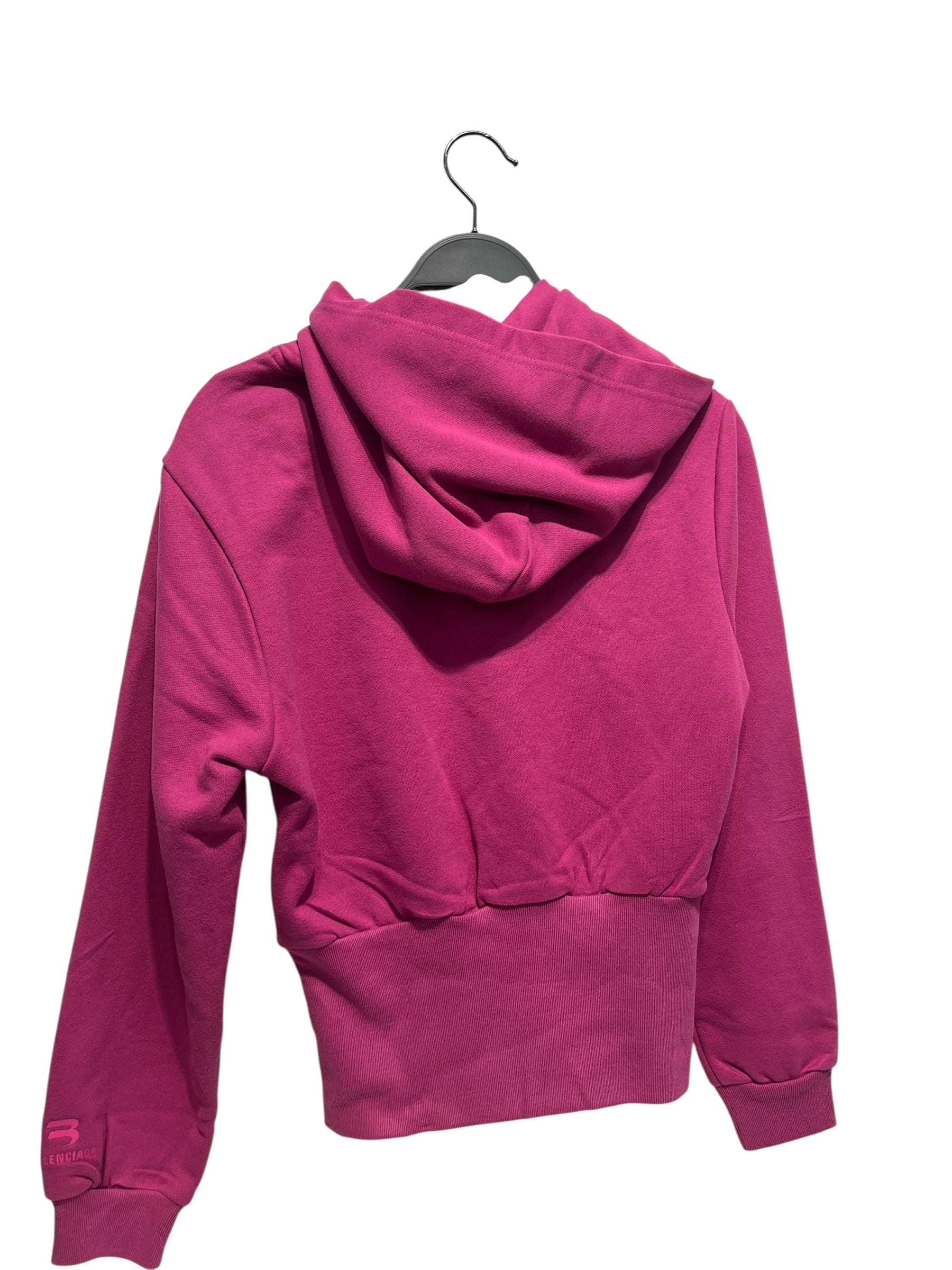 BALENCIAGA/Hoodie/S/Cotton/PNK/Pullover/undersized/cropped plain hoodi view 2