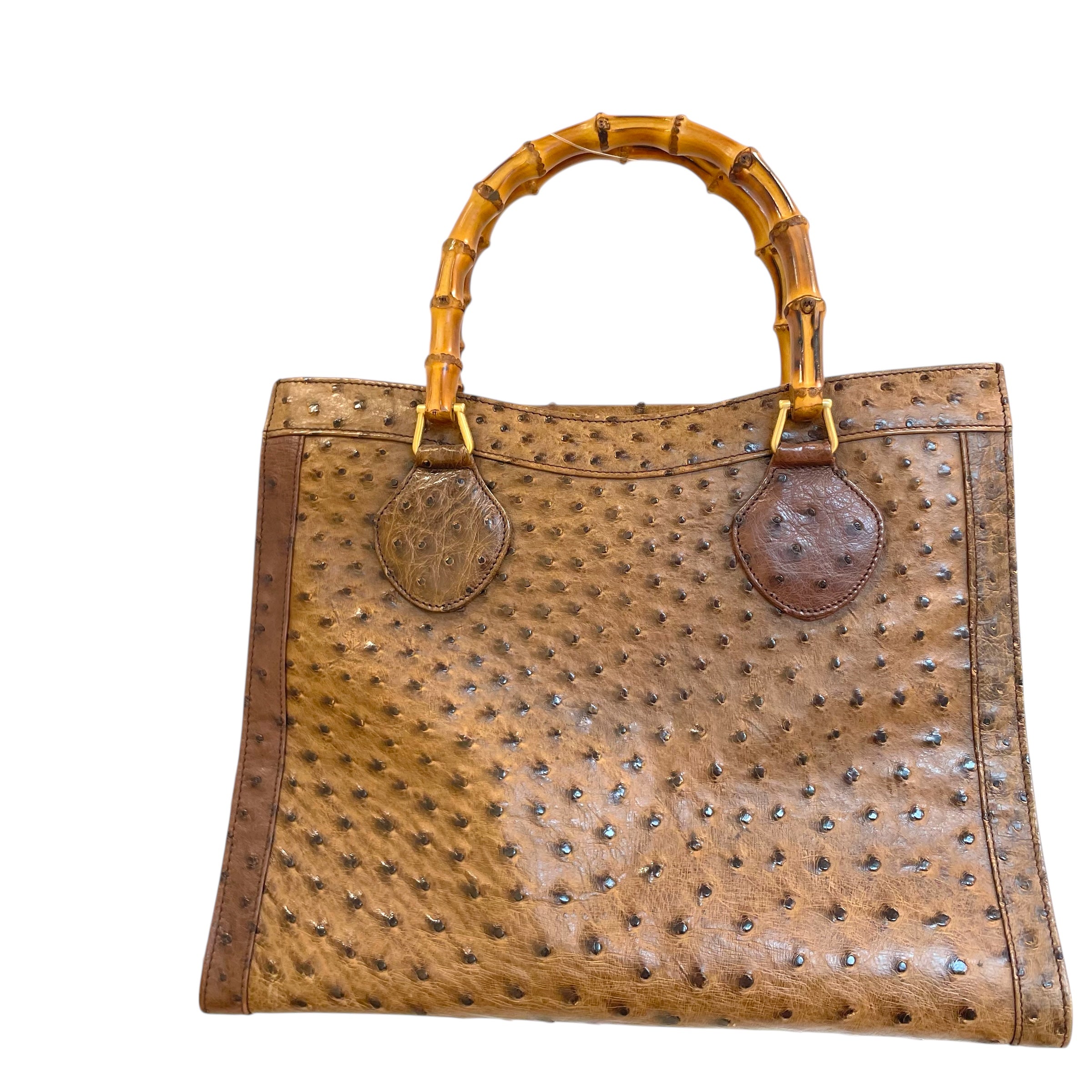 GUCCI/Hand Bag/Animal Pattern/Leather/BRW/ostrich diana bamboo tote view 2