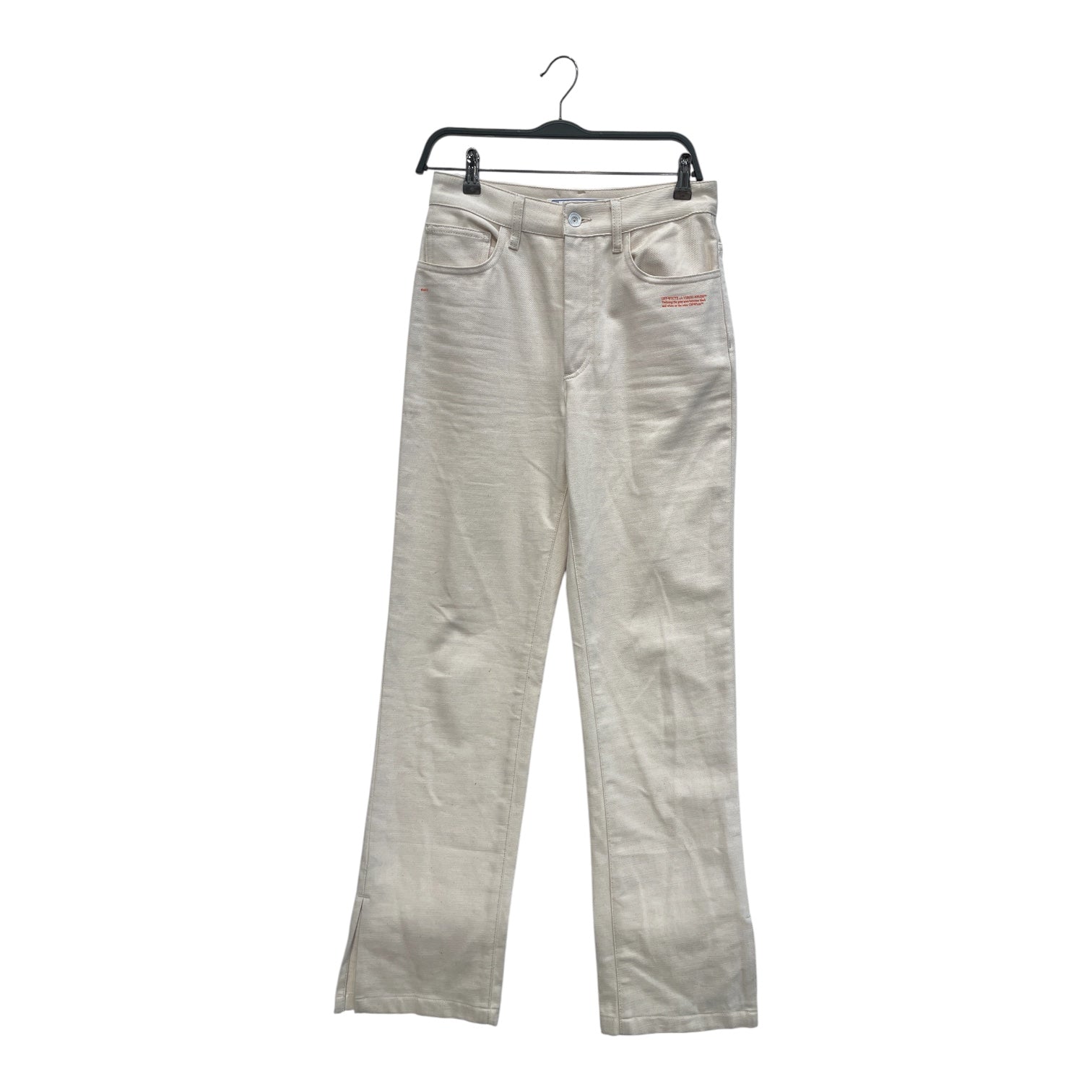 OFF-WHITE/Straight Pants/26/Denim/CRM/SPLIT HEM ORANGE TEXT view 1