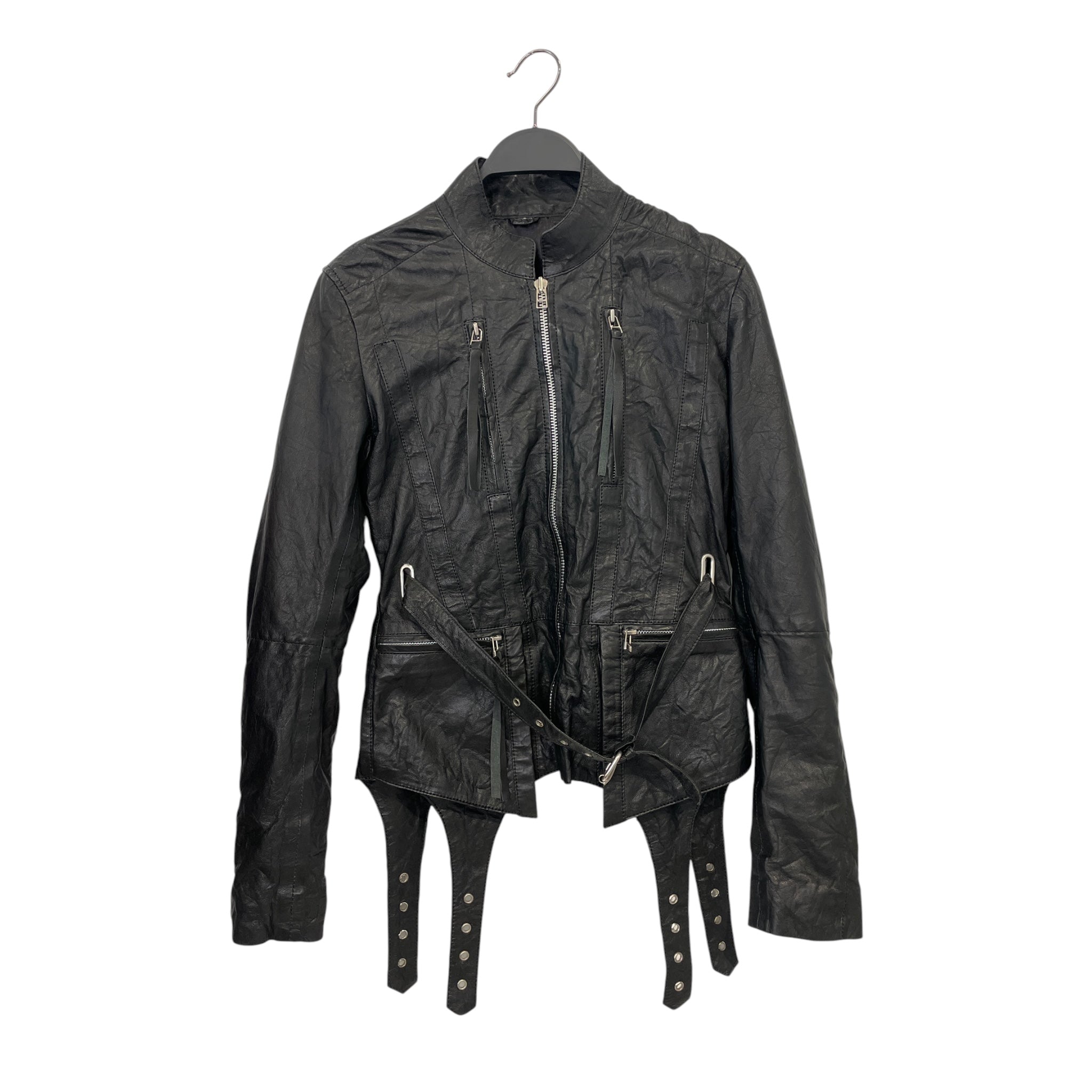 NOBRAND/Leather Jkt/S/Lambskin/BLK/harness leather jacket view 1
