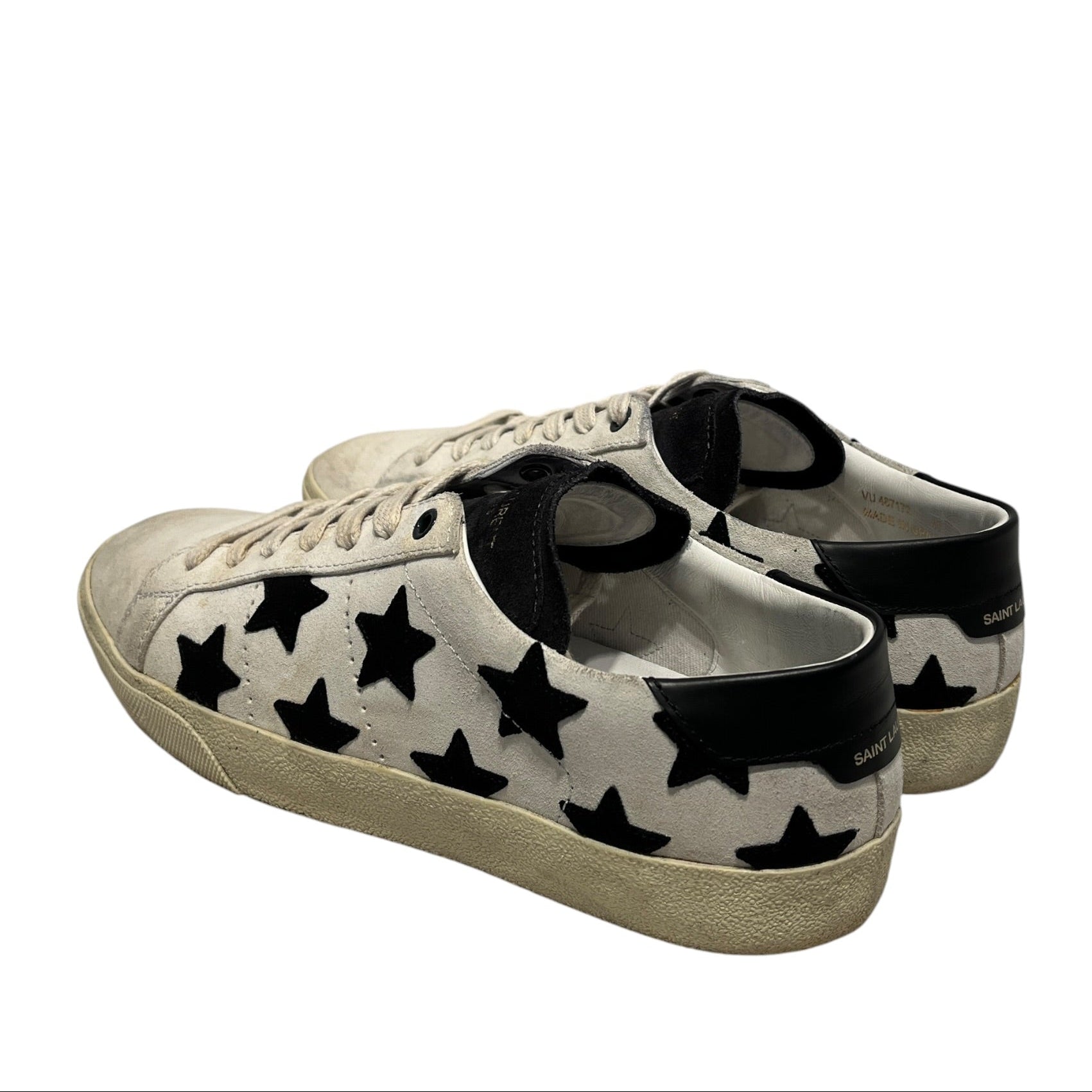 SAINT LAURENT/Low-Sneakers/US 8/All Over Print/Suede/WHT/BLK STARS/BLK HEEL view 2